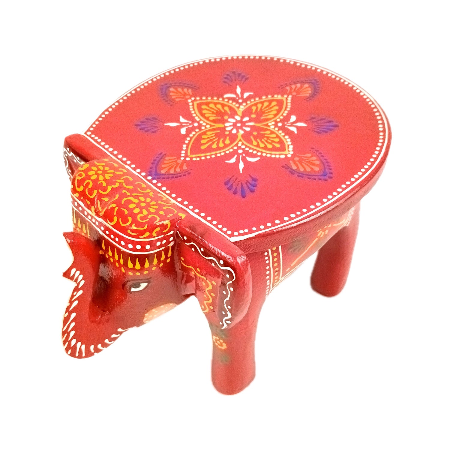 Elephant Showpiece - Stool Design | Elephant Table Showpiece - For Placing Small Pots & Tea Lights - For Home, Living Room Decor & Gifts - 8 Inch - Apkamart #Style_Design 1
