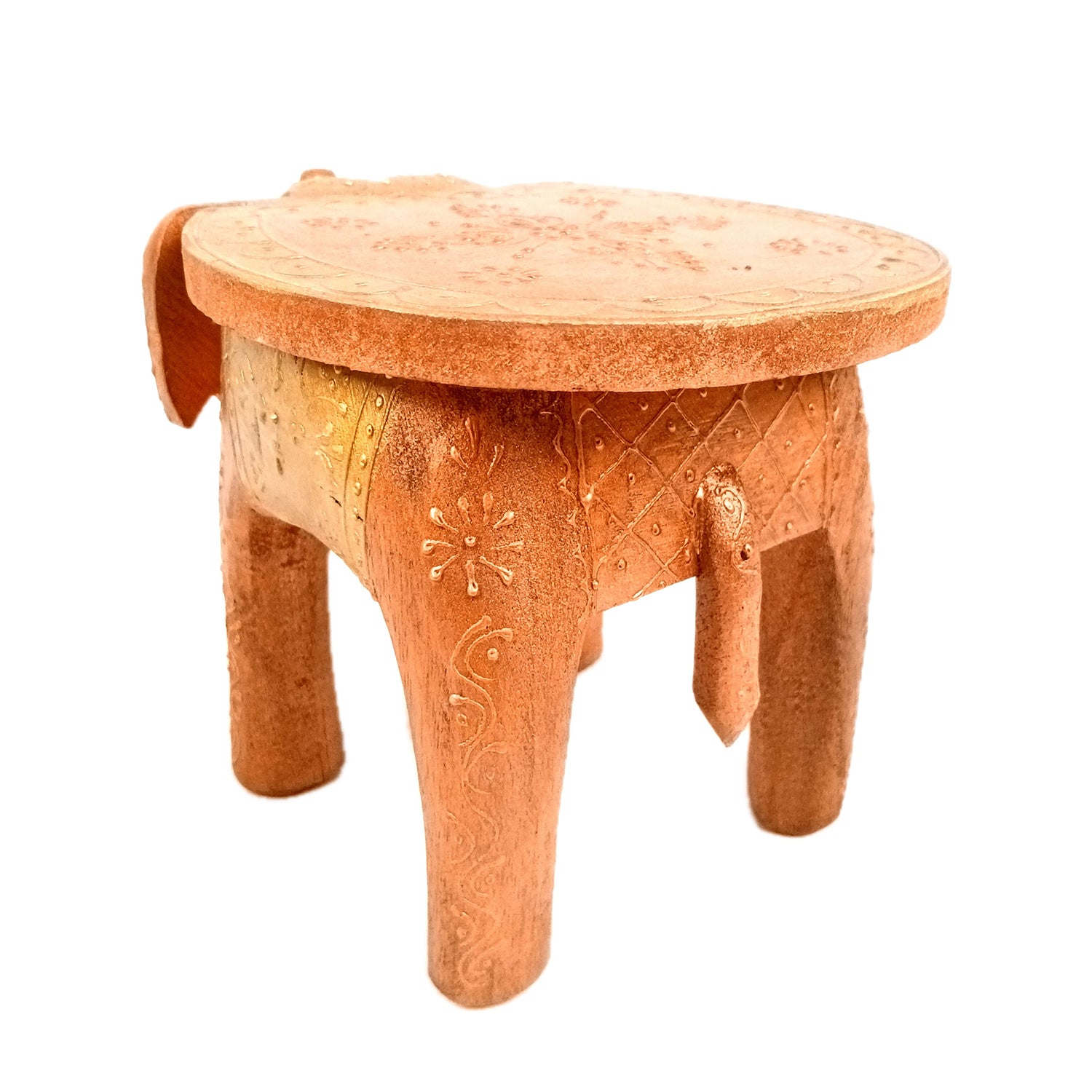 Elephant Showpiece - Stool Design | Elephant Table Showpiece - For Placing Small Pots & Tea Lights - For Home, Living Room Decor & Gifts - 8 Inch - Apkamart #Style_Design 3