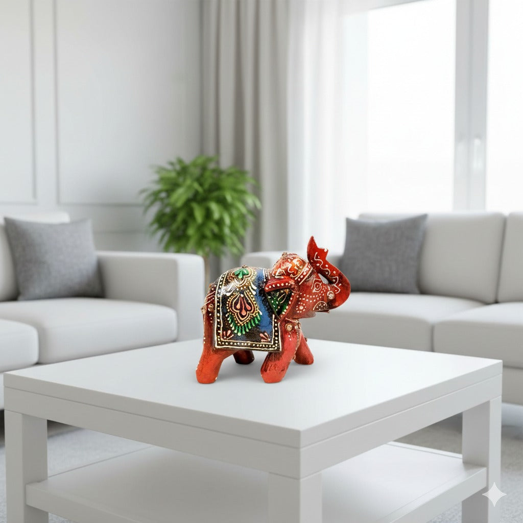 Decorative Elephant Showpiece for Home Decor | Stylish Table Decor & Gift Item | Elegant Figurine for Living Room, Bedroom & Office Decoration - 4 Inch - Apkamart