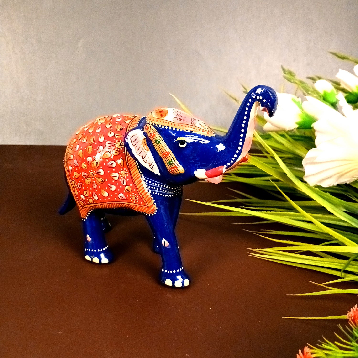 Elephant Showpiece for Table Decor | Handicraft Meenakari Showpiece Figurine - for Home Decor, Table, Living Room, Office & Gift - 6 Inch - Apkamart #Style_Pack Of 1