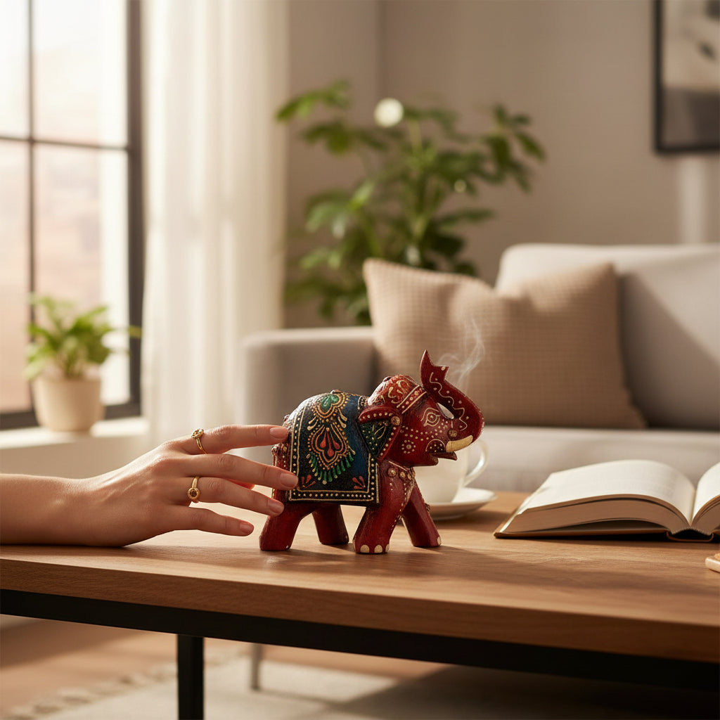 Decorative Elephant Showpiece for Home Decor | Stylish Table Decor & Gift Item | Elegant Figurine for Living Room, Bedroom & Office Decoration - 4 Inch - Apkamart