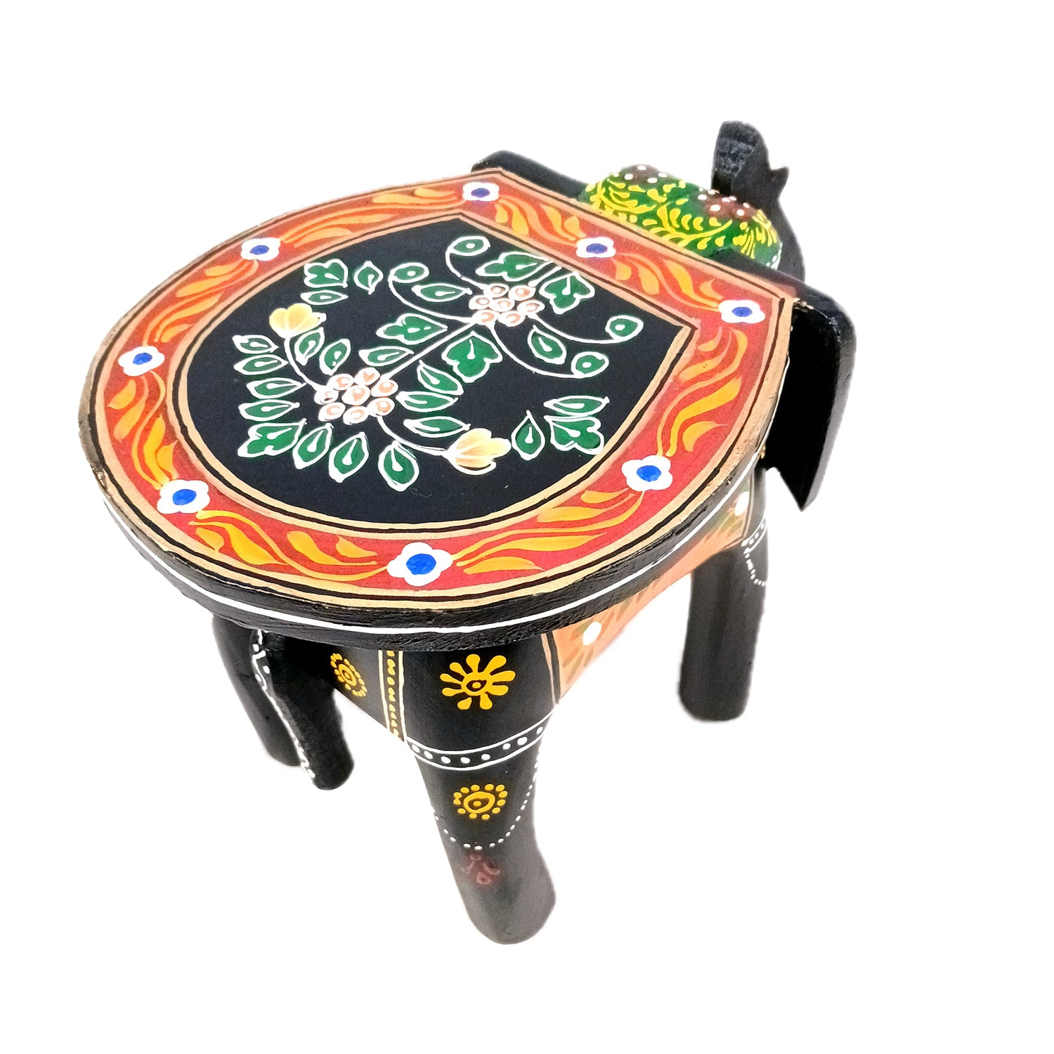 Wooden Stool Side Table - Elephant Design | Elephant Table - for Placing Small Pots & Tea Lights - for Home, Living Room Decor, office & Gifts - 8 Inch - Apkamart