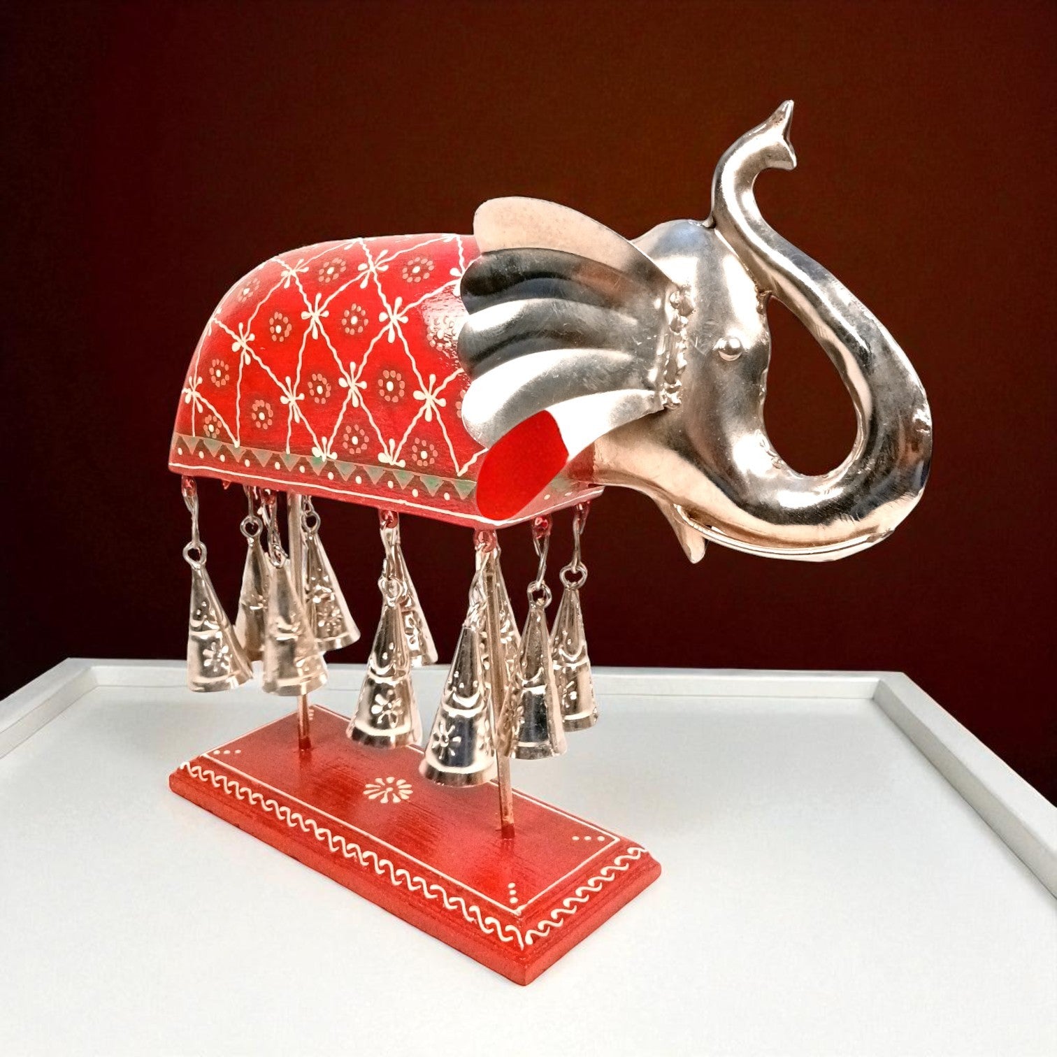 Elephant With Bells Showpiece for Home Decor | Stylish Table Decor & Gift Item | Elegant Figurine for Living Room, Bedroom & Office Decoration - 11 Inch - Apkamart #Style_Design 1