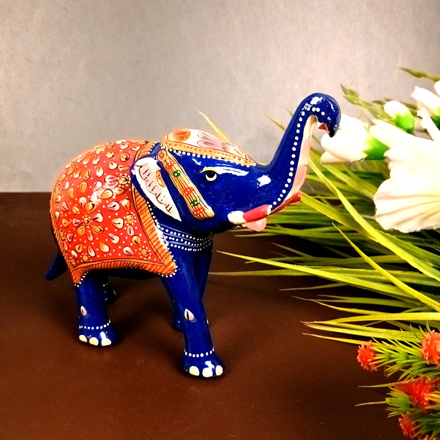 Elephant Showpiece for Table Decor | Handicraft Meenakari Showpiece Figurine - for Home Decor, Table, Living Room, Office & Gift - 6 Inch - Apkamart #Style_Pack Of 1