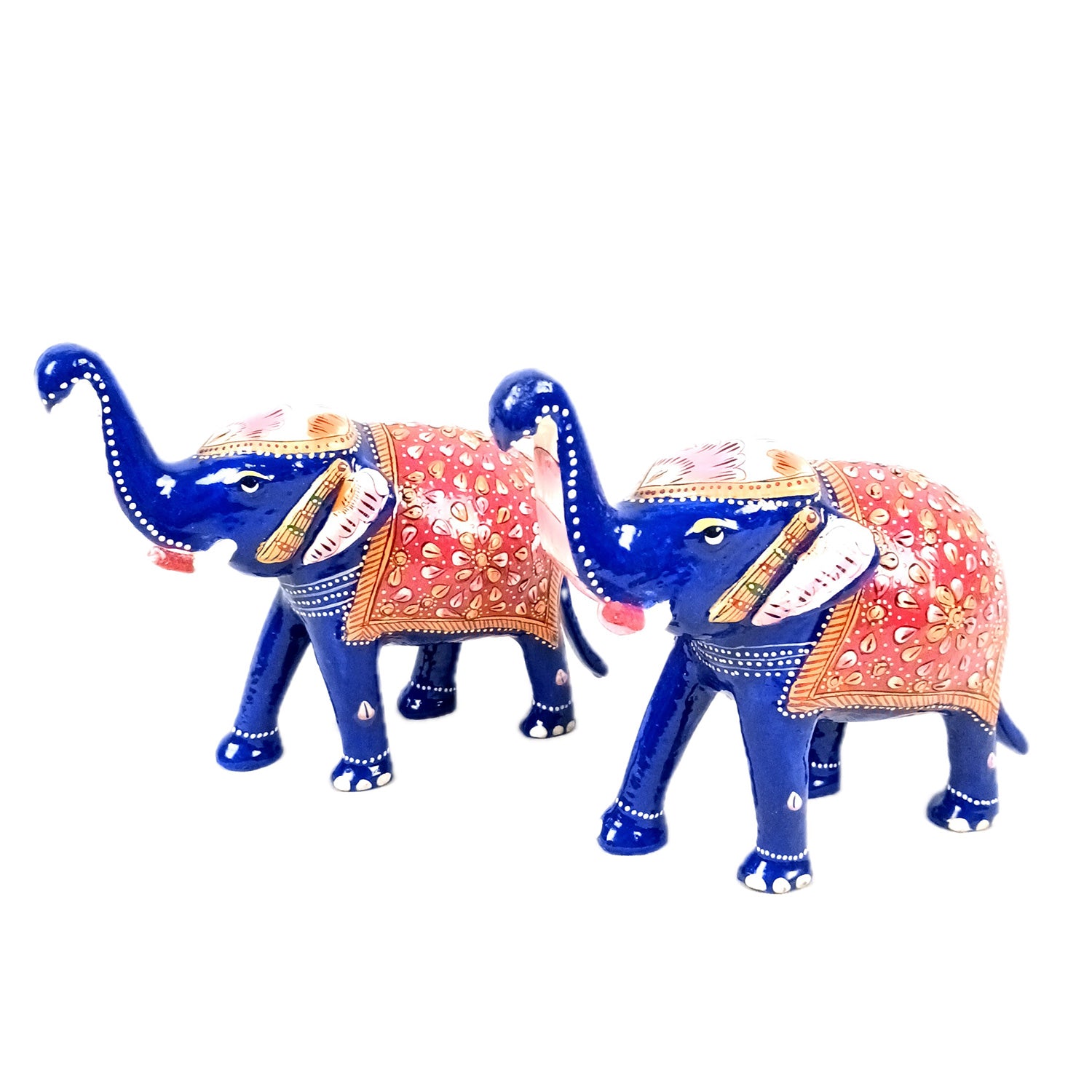 Elephant Showpiece for Table Decor | Handicraft Meenakari Showpiece Figurine - for Home Decor, Table, Living Room, Office & Gift - 6 Inch - Apkamart #Style_Pack Of 2
