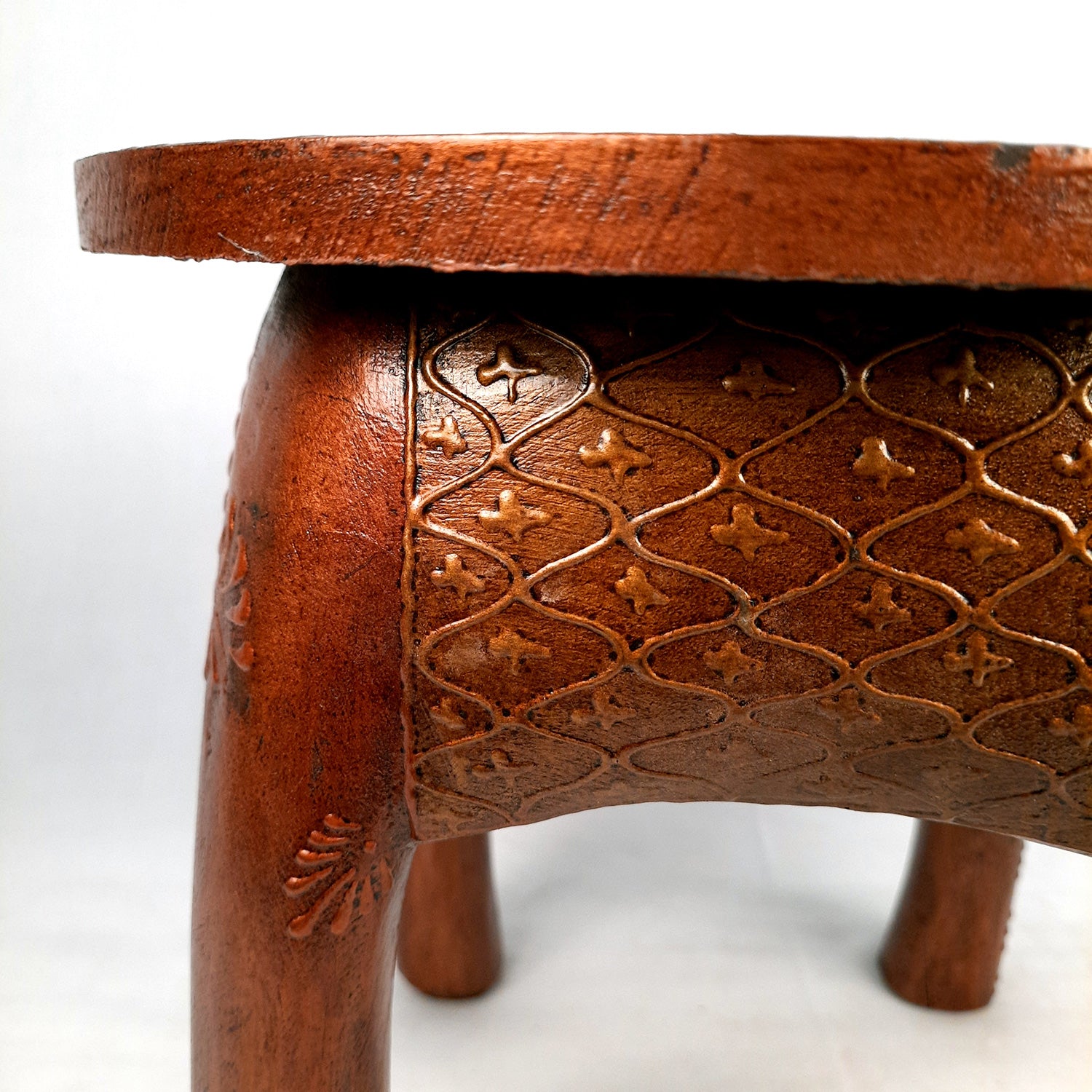 Side Table Cum Stool - Elephant Design | Wooden Stools for Keeping Lamp, Vases & Plants - for Home Decor, Corners, Sofa Side Stool, Office & Gifts - 12 Inch - Apkamart