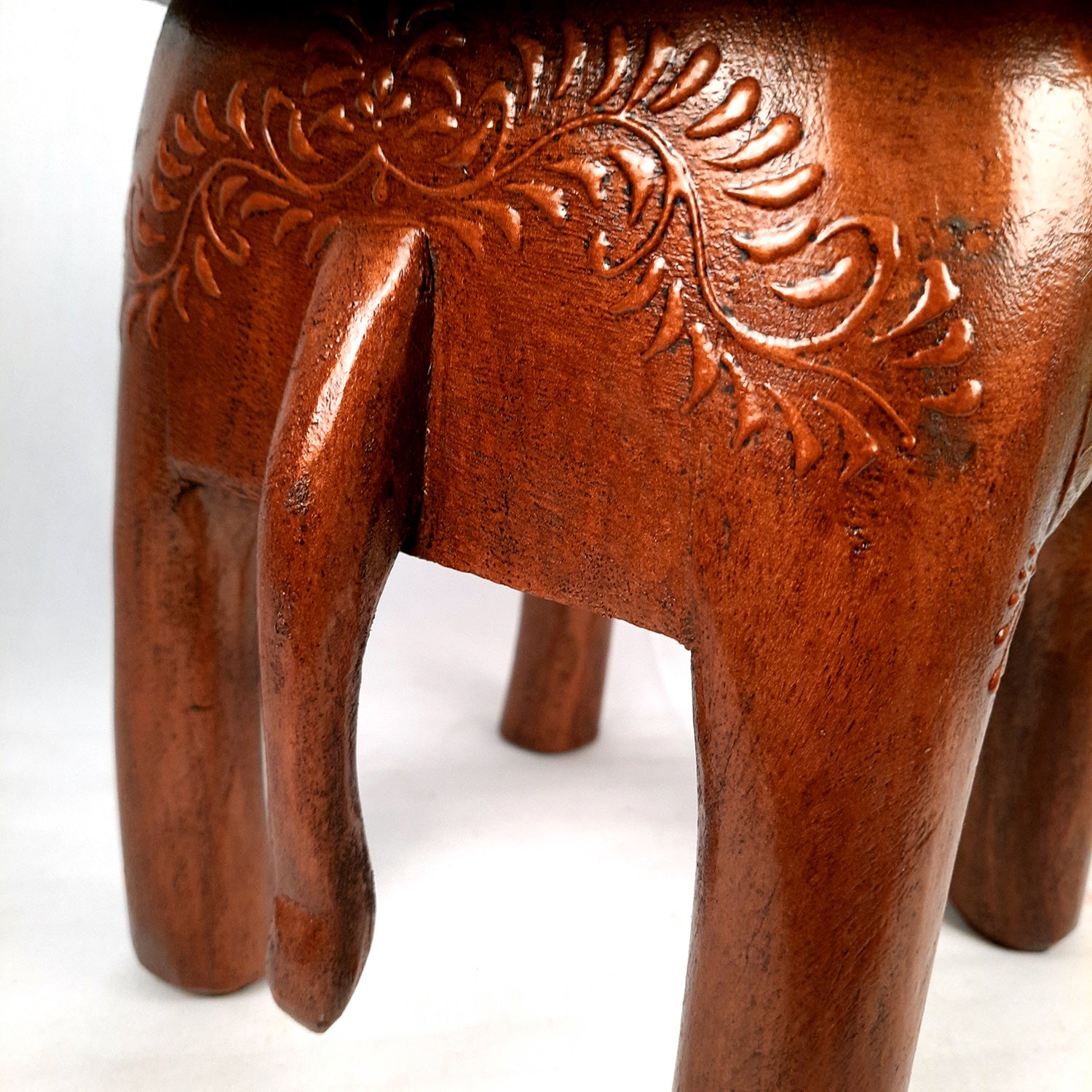 Side Table Cum Stool - Elephant Design | Wooden Stools for Keeping Lamp, Vases & Plants - for Home Decor, Corners, Sofa Side Stool, Office & Gifts - 12 Inch - Apkamart
