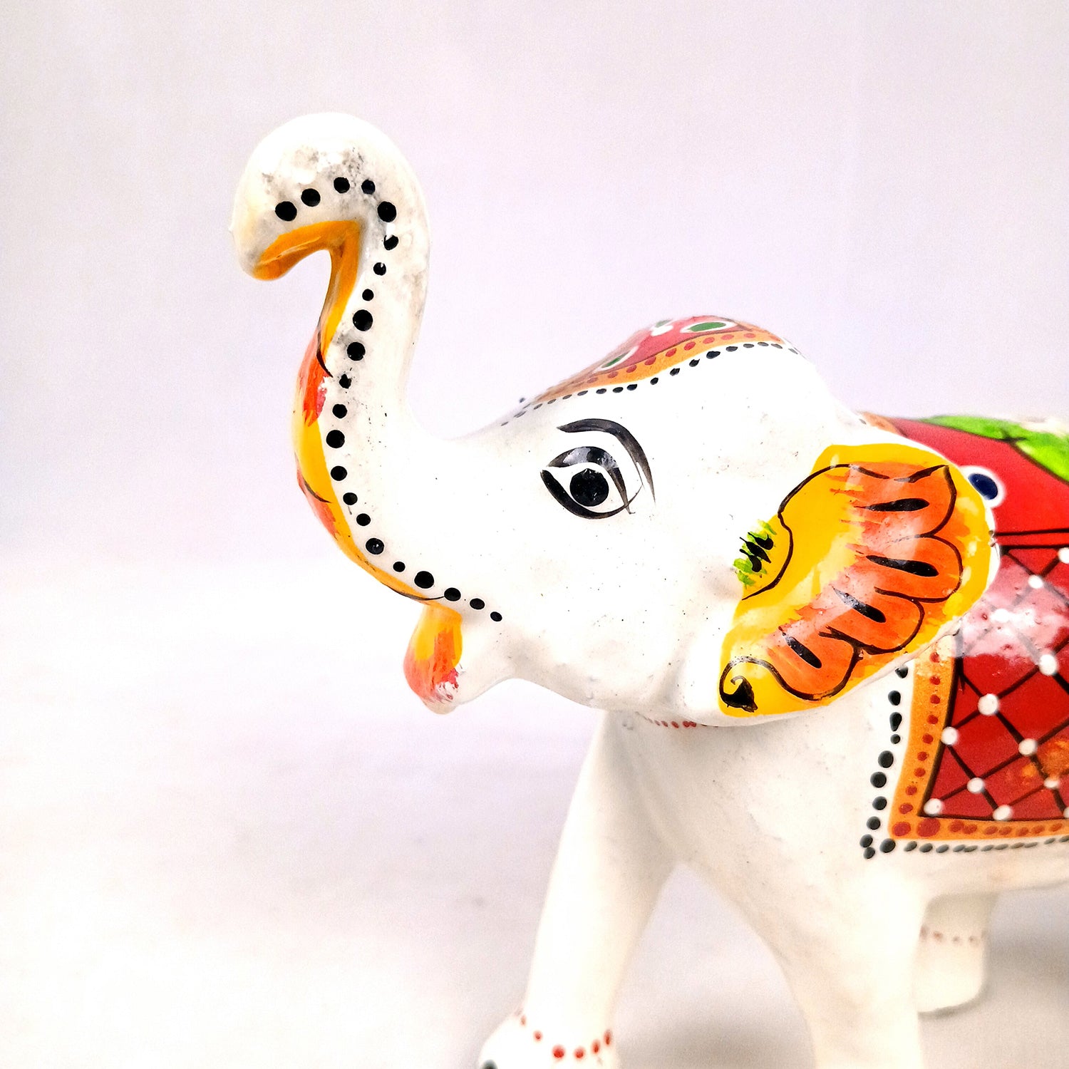 Elephant Statue Showpiece | Trunk Up Elephant Figurine - For Vastu, Good Fortune, Home, Table Decor, Living Room, Office & Gift - 7 inch (Set Of 2) - Apkamart