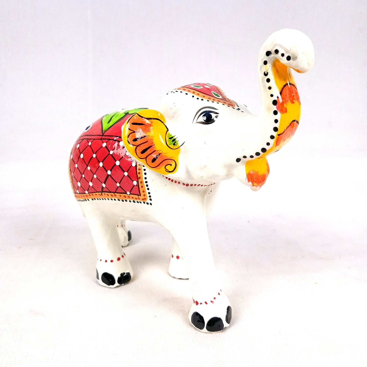 Elephant Statue Showpiece | Trunk Up Elephant Figurine - For Vastu, Good Fortune, Home, Table Decor, Living Room, Office & Gift - 7 inch (Set Of 2) - Apkamart