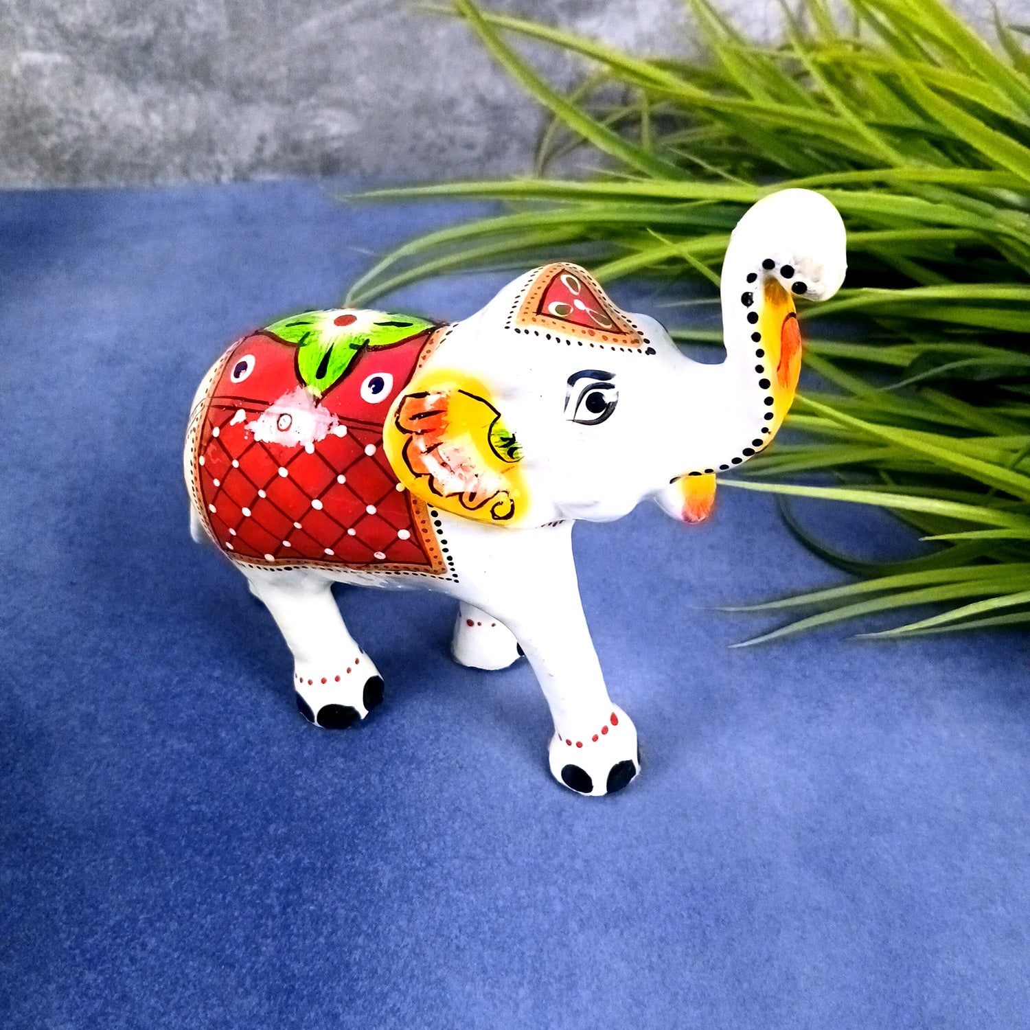 Elephant Statue Showpiece | Trunk Up Elephant Figurine - For Vastu, Good Fortune, Home, Table Decor, Living Room, Office & Gift - 7 inch - Apkamart