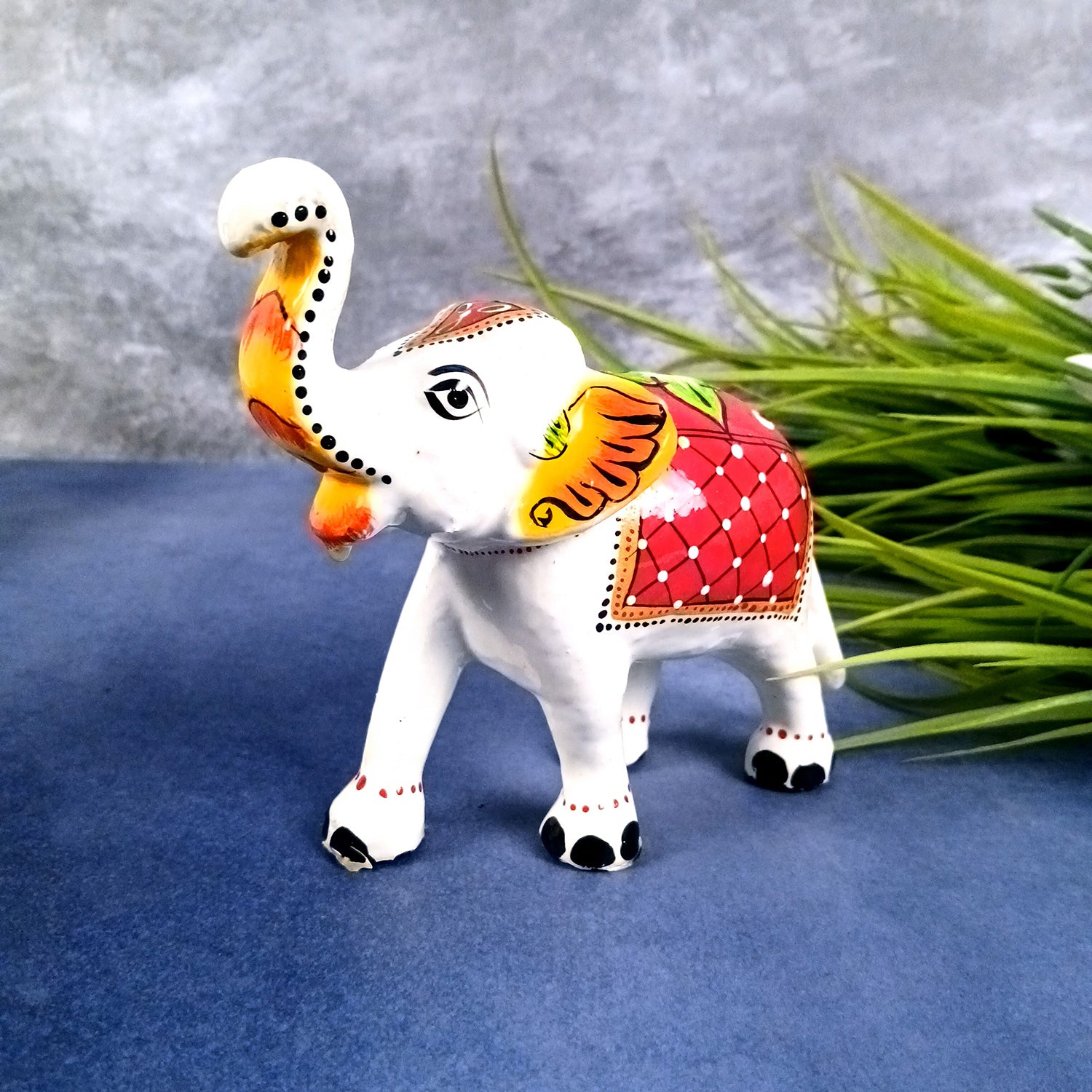 Elephant Statue Showpiece | Trunk Up Elephant Figurine - For Vastu, Good Fortune, Home, Table Decor, Living Room, Office & Gift - 7 inch - Apkamart