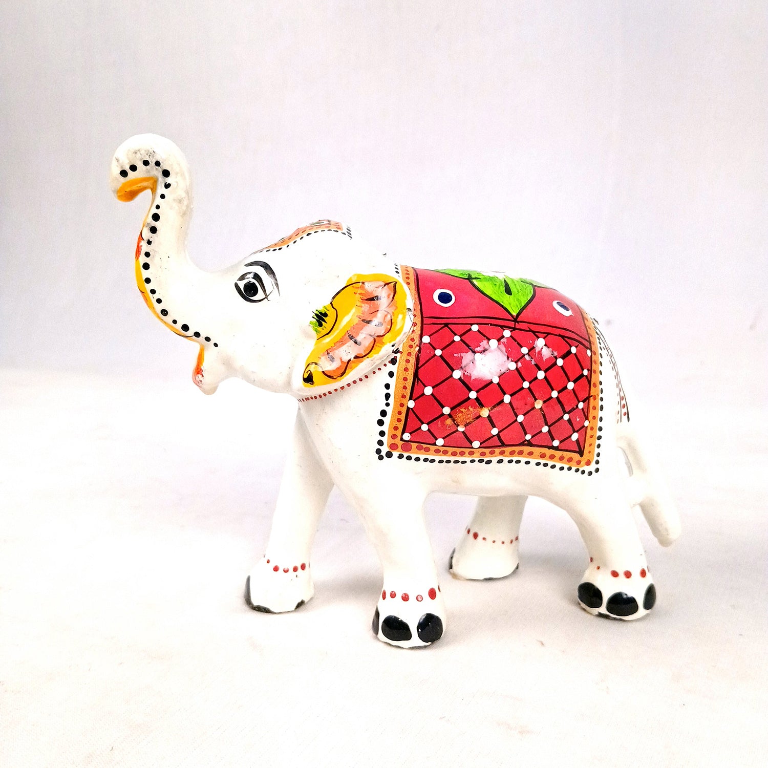 Elephant Statue Showpiece | Trunk Up Elephant Figurine - For Vastu, Good Fortune, Home, Table Decor, Living Room, Office & Gift - 7 inch - Apkamart