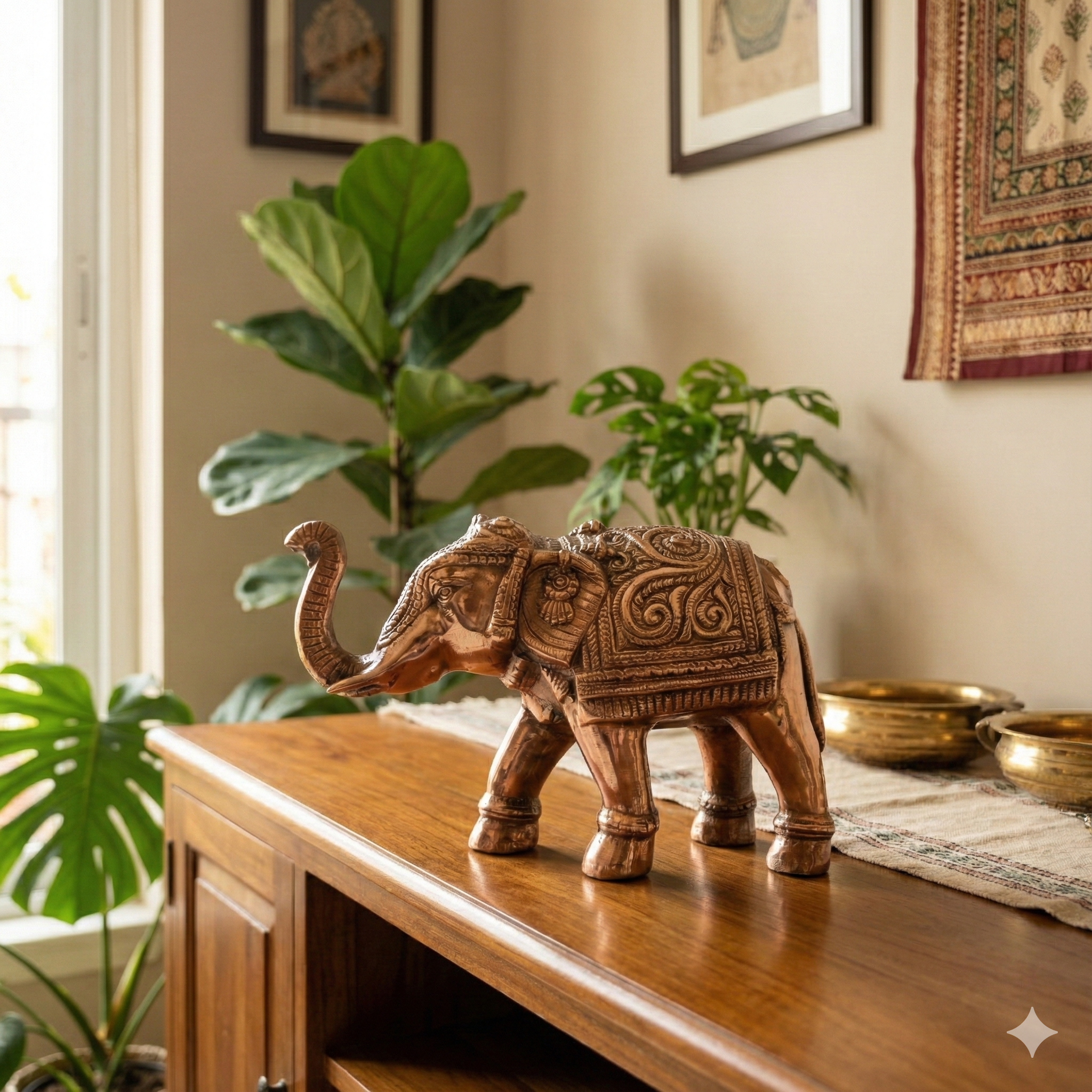 Elephant Statue Showpiece | Decorative Elephant Figurine for Home Decor | Lucky Elephant Idol for Living Room, Office, Mandir & Gift | Home Decor - 12 Inch - Apkamart