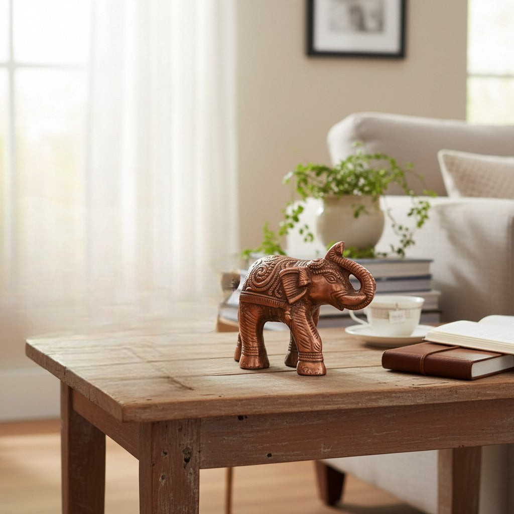 Elephant Statue Showpiece Set | Decorative Elephant Figurine for Home Decor | Lucky Elephant Idol for Living Room, Office, Mandir & Gift - 8 Inch (pack Of 2) - Apkamart