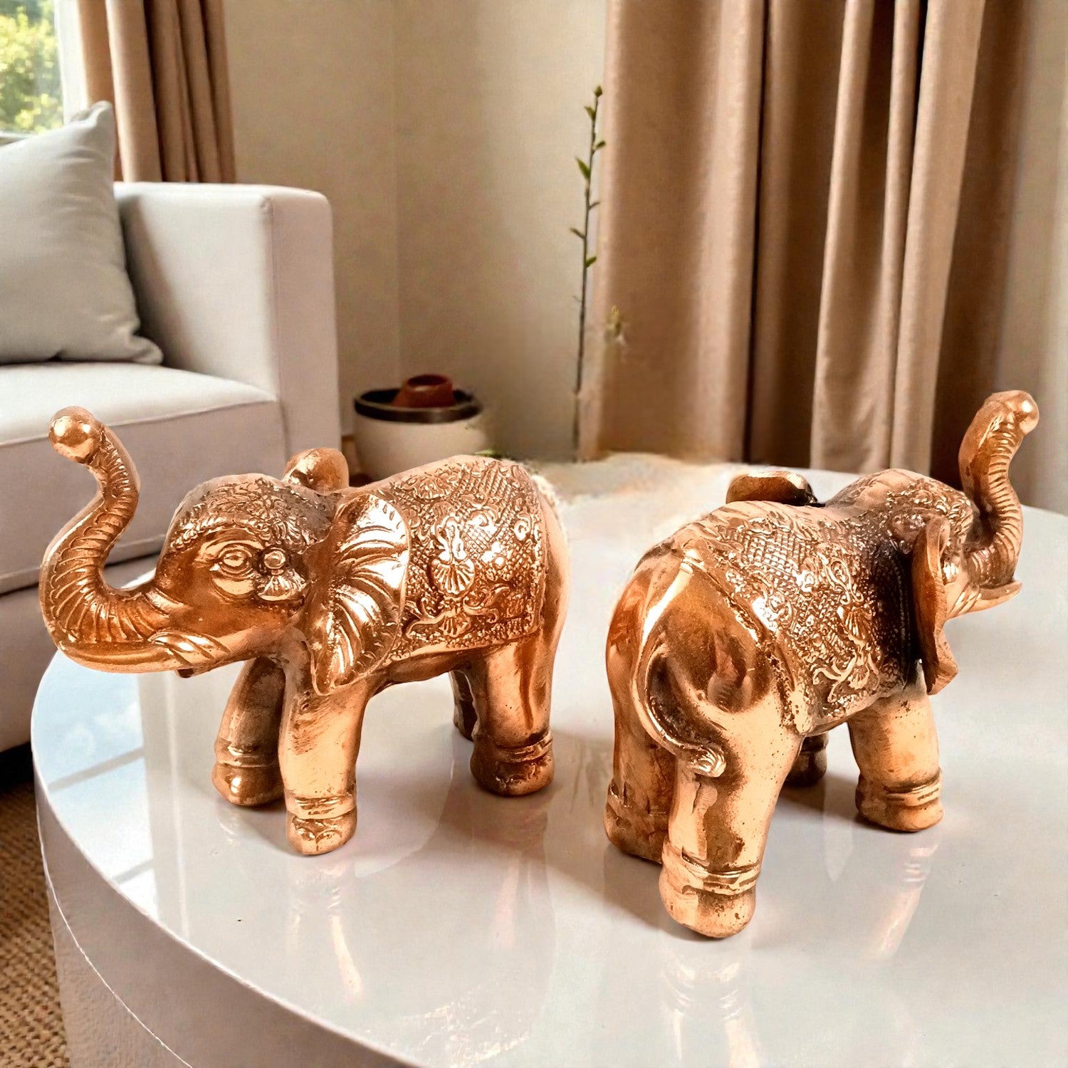 Elephant Statue Showpiece | Decorative Elephant Figurine for Home Decor | Lucky Elephant Idol for Living Room, Office, Mandir & Gift - 7 Inch - Apkamart