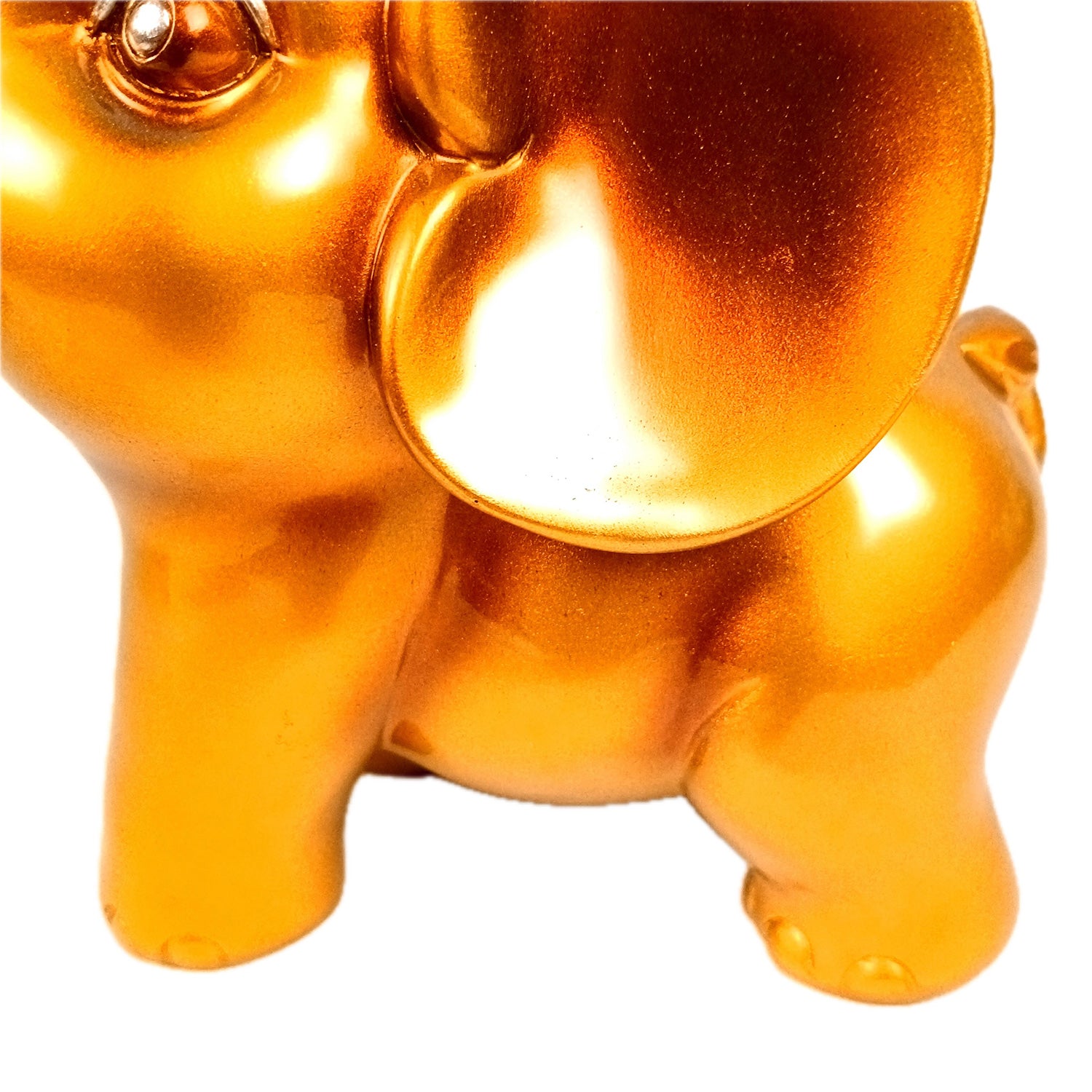 Elephant Statue Showpiece Set | Cute Elephant Figurines - Trunk Up for Vastu & Good Luck - for Home Décor, Living Room, Office Desk & Gifts - 12 Inch (Resin, Golden) - Apkamart #Style_Design 2