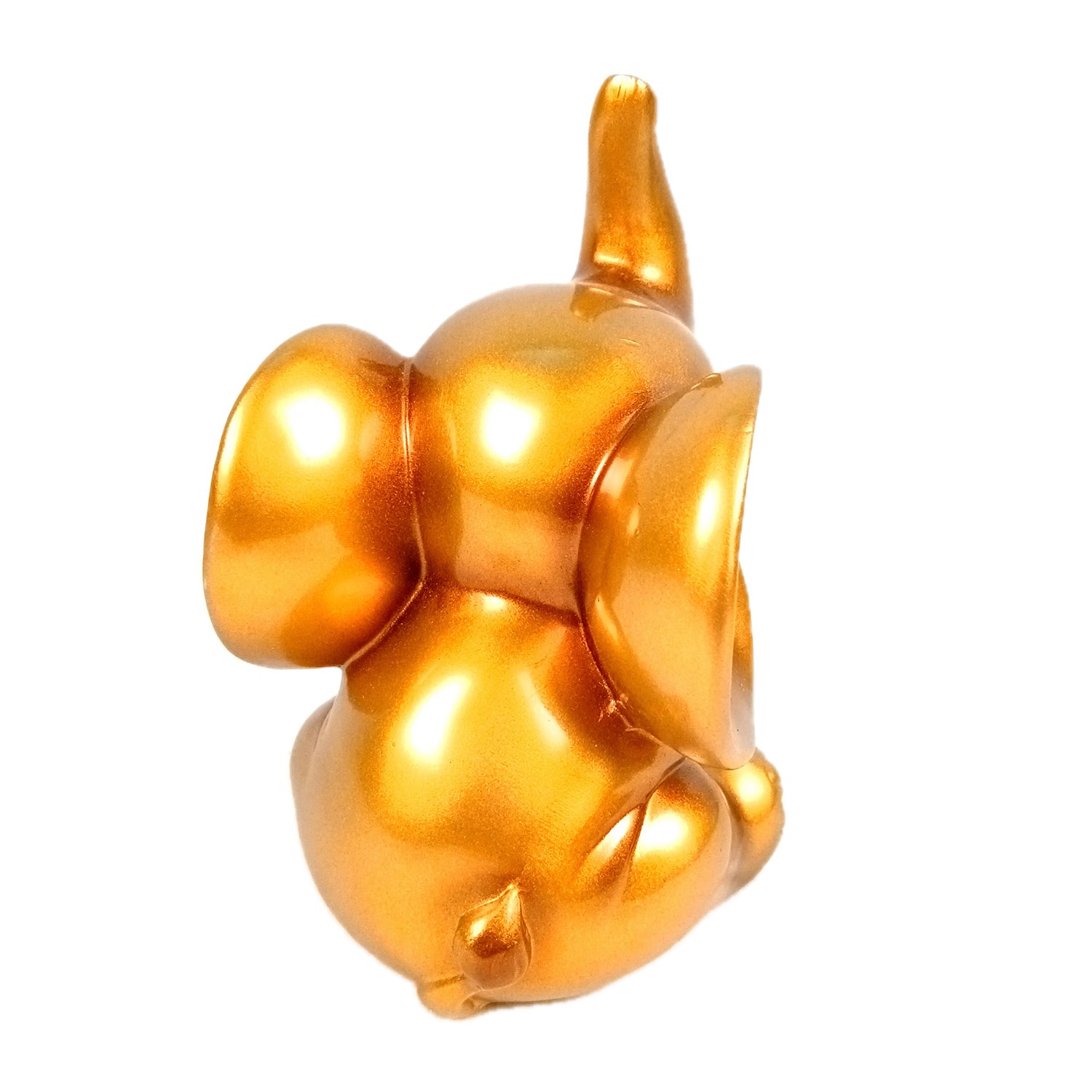 Elephant Statue Showpiece Set | Cute Elephant Figurines - Trunk Up for Vastu & Good Luck - for Home Décor, Living Room, Office Desk & Gifts - 12 Inch (Resin, Golden) - Apkamart #Style_Design 1
