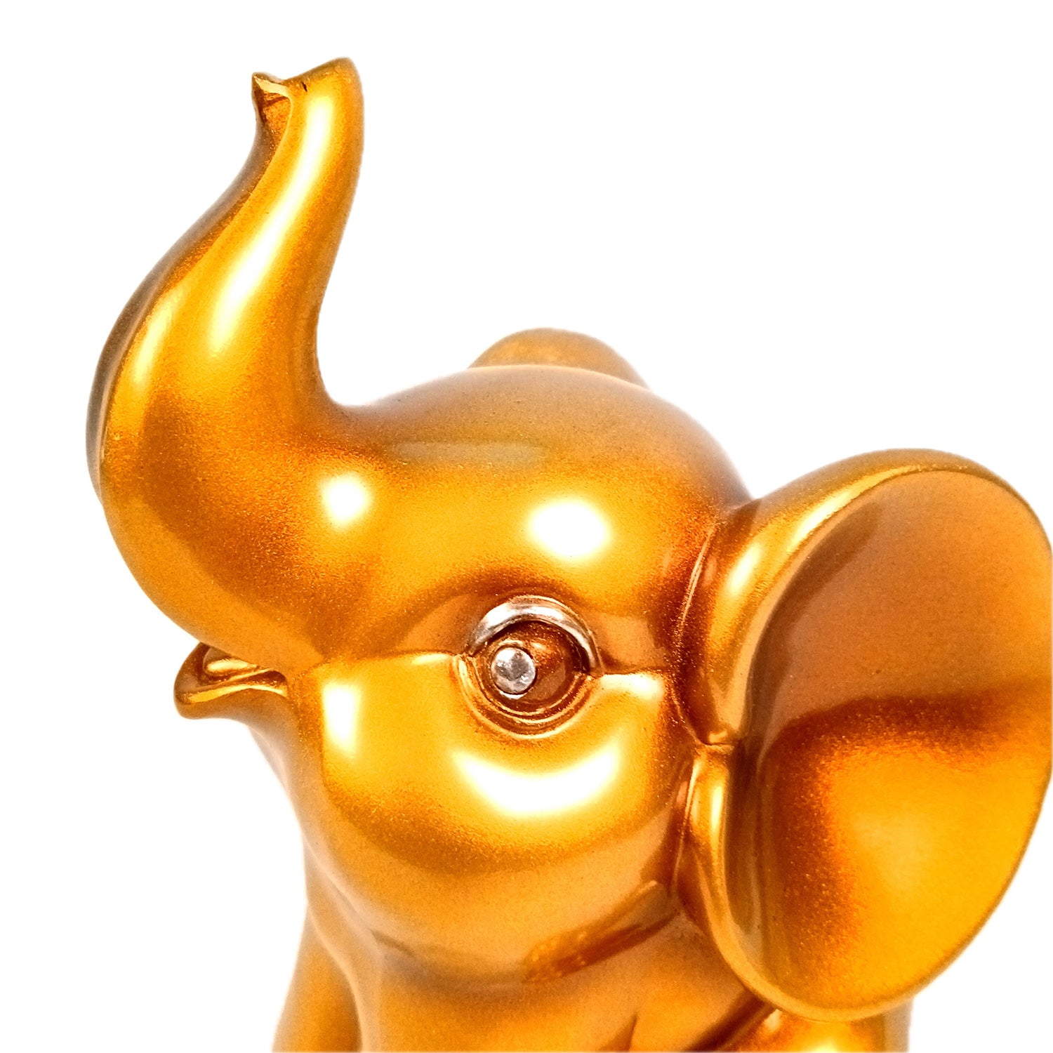 Elephant Statue Showpiece Set | Cute Elephant Figurines - Trunk Up for Vastu & Good Luck - for Home Décor, Living Room, Office Desk & Gifts - 12 Inch (Resin, Golden) - Apkamart #Style_Design 1