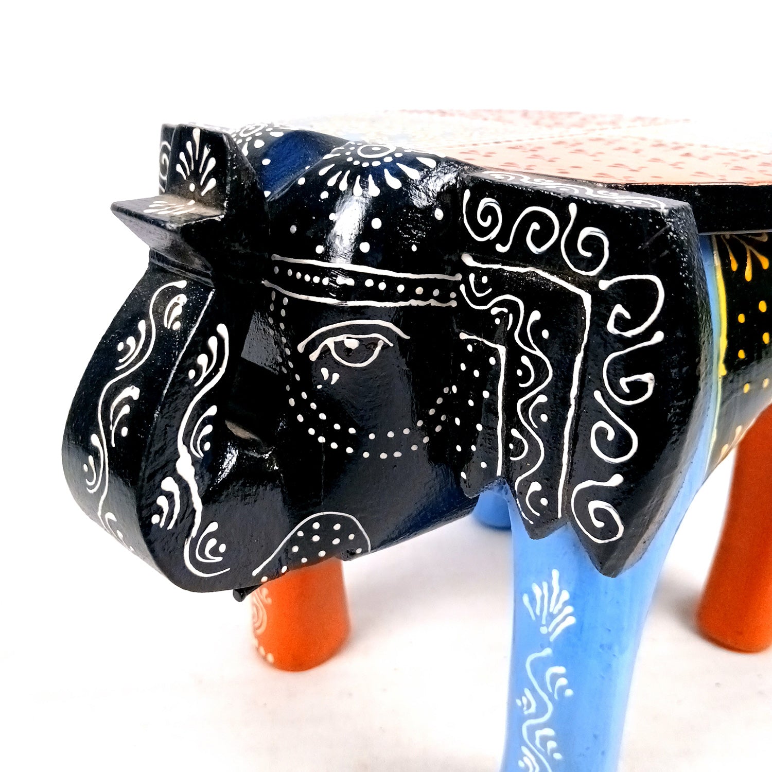 Wooden Stool - Elephant Design | Elephant Table - For Placing Small Pots & Tea Lights - For Home, Living Room Decor & Gifts - 11 Inch - Apkamart #Style_Design 1