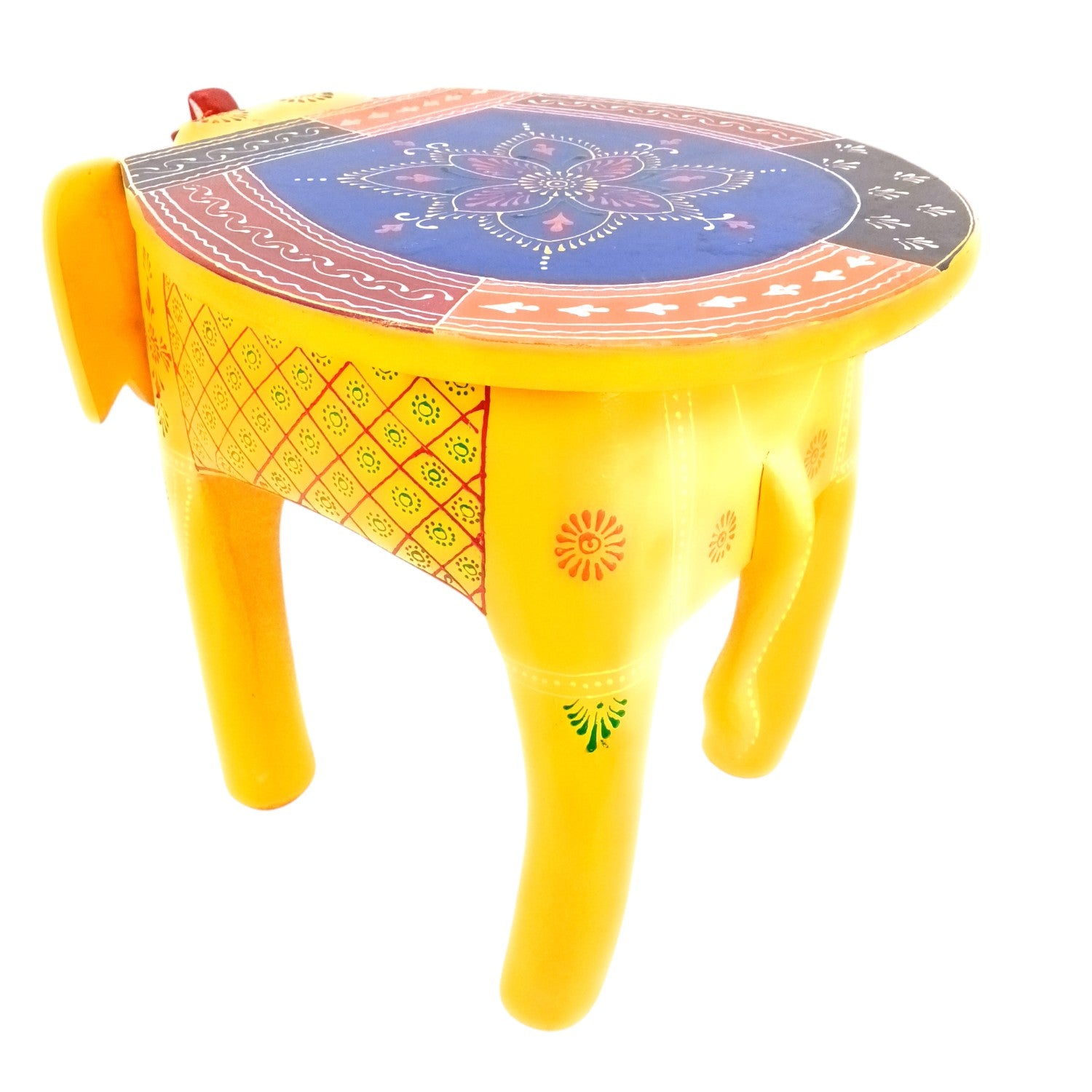 Wooden Elephant Mouth Shape Stool | Decorative Wooden Stool for Living Room, Bedroom | Handcrafted Wood Side Table | Elephant Stool for Home Decor - 15 Inch - Apkamart