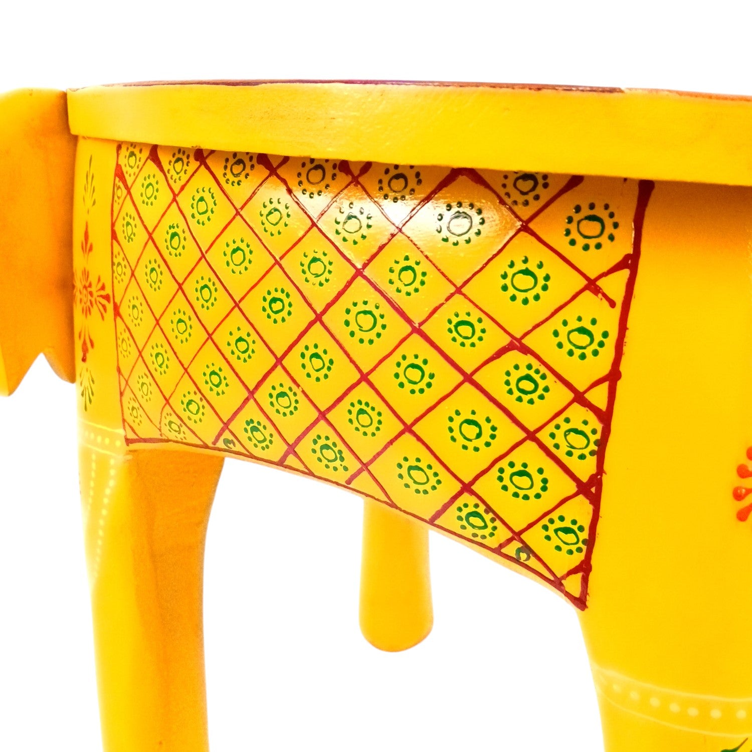 Wooden Elephant Mouth Shape Stool | Decorative Wooden Stool for Living Room, Bedroom | Handcrafted Wood Side Table | Elephant Stool for Home Decor - 15 Inch - Apkamart