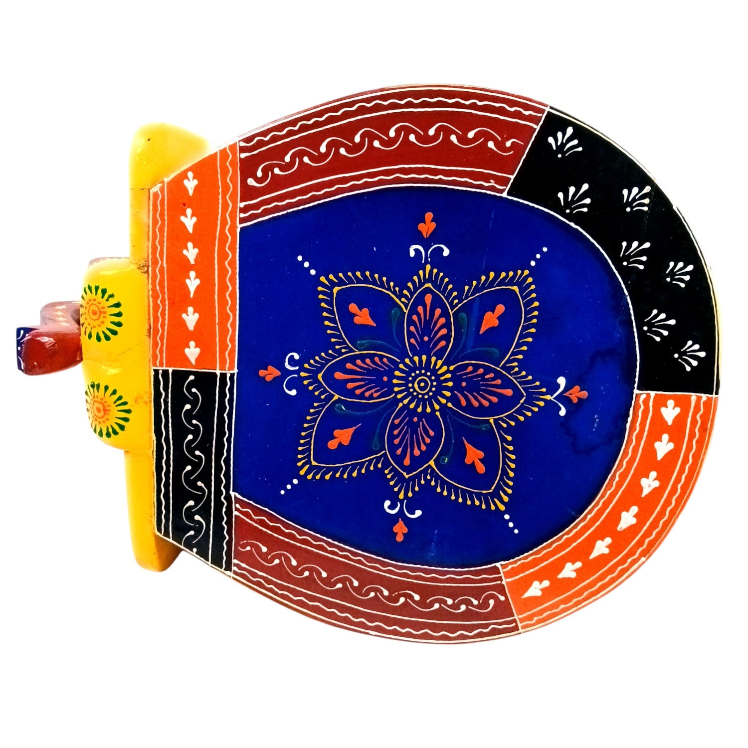 Wooden Elephant Mouth Shape Stool | Decorative Wooden Stool for Living Room, Bedroom | Handcrafted Wood Side Table | Elephant Stool for Home Decor - 15 Inch - Apkamart