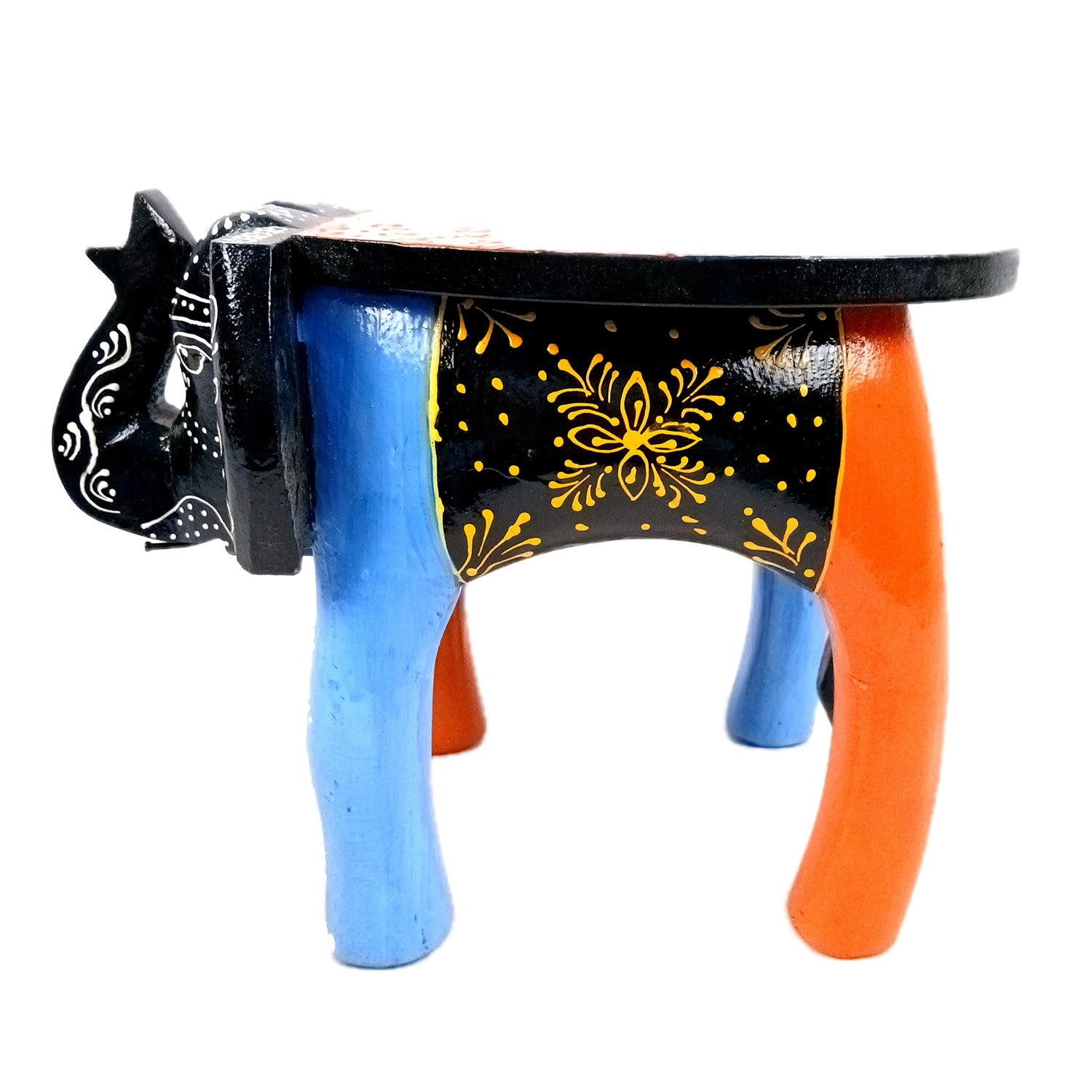 Wooden Stool - Elephant Design | Elephant Table - For Placing Small Pots & Tea Lights - For Home, Living Room Decor & Gifts - 11 Inch - Apkamart #Style_Design 1