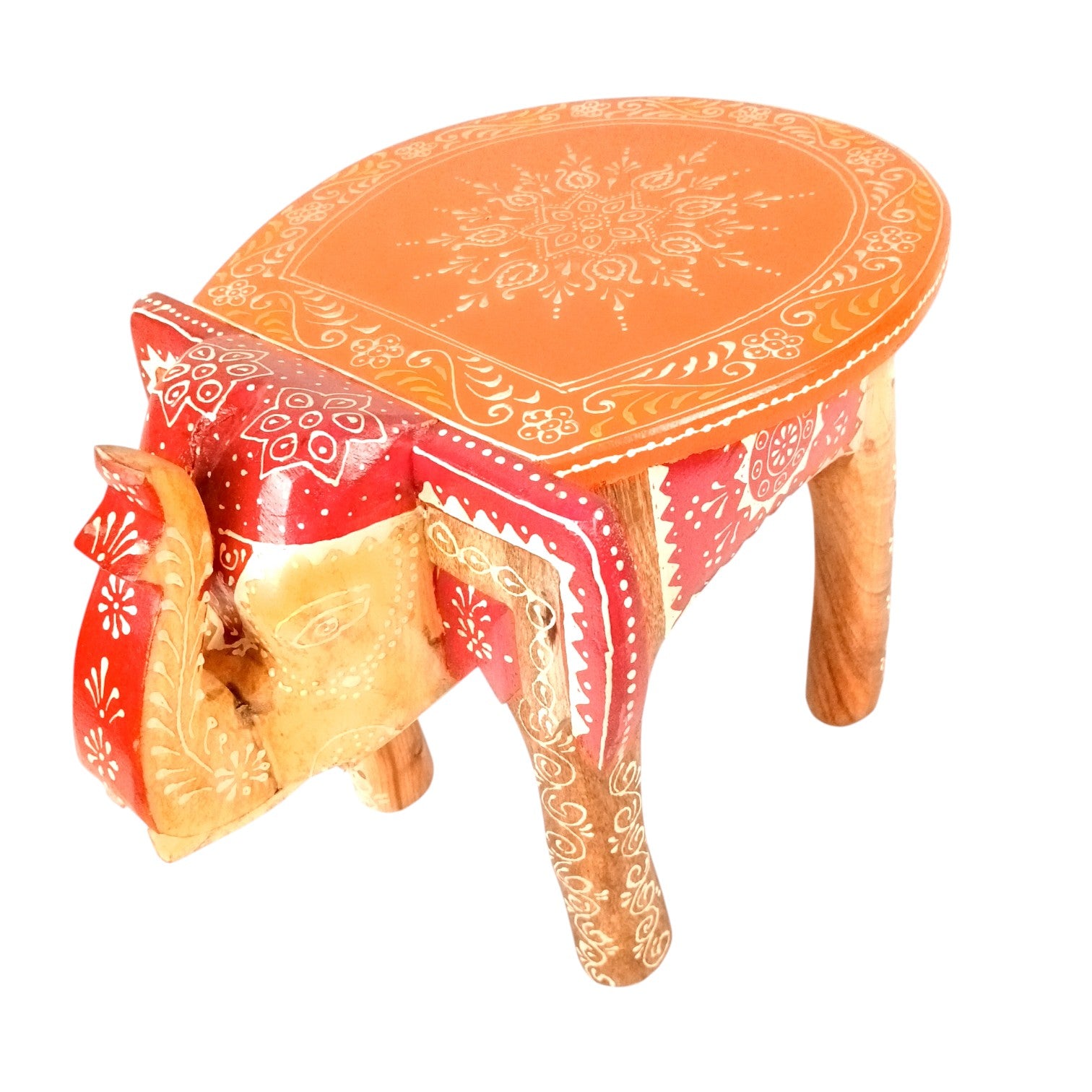 Elephant Stool | Wooden Decorative Stool for Home Decor | Traditional Handcrafted Side Table, Plant Stand & Showpiece for Living Room, Bedroom & Office - 12 Inch - Apkamart