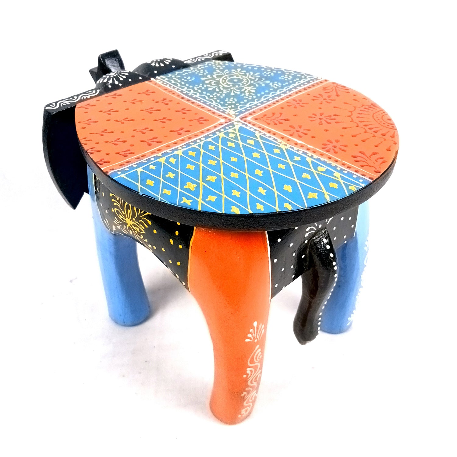 Wooden Stool - Elephant Design | Elephant Table - For Placing Small Pots & Tea Lights - For Home, Living Room Decor & Gifts - 11 Inch - Apkamart #Style_Design 1