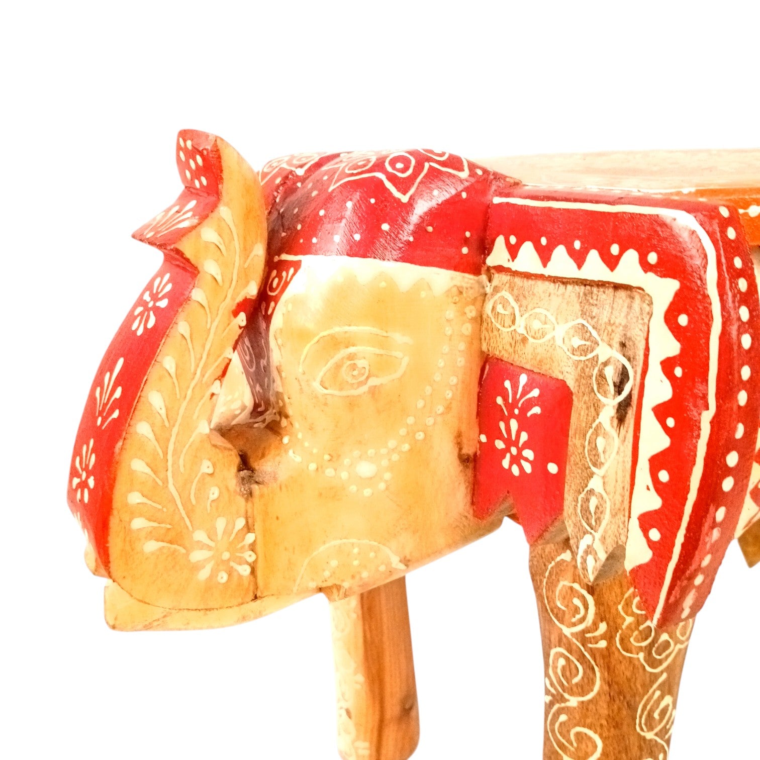 Elephant Stool | Wooden Decorative Stool for Home Decor | Traditional Handcrafted Side Table, Plant Stand & Showpiece for Living Room, Bedroom & Office - 12 Inch - Apkamart