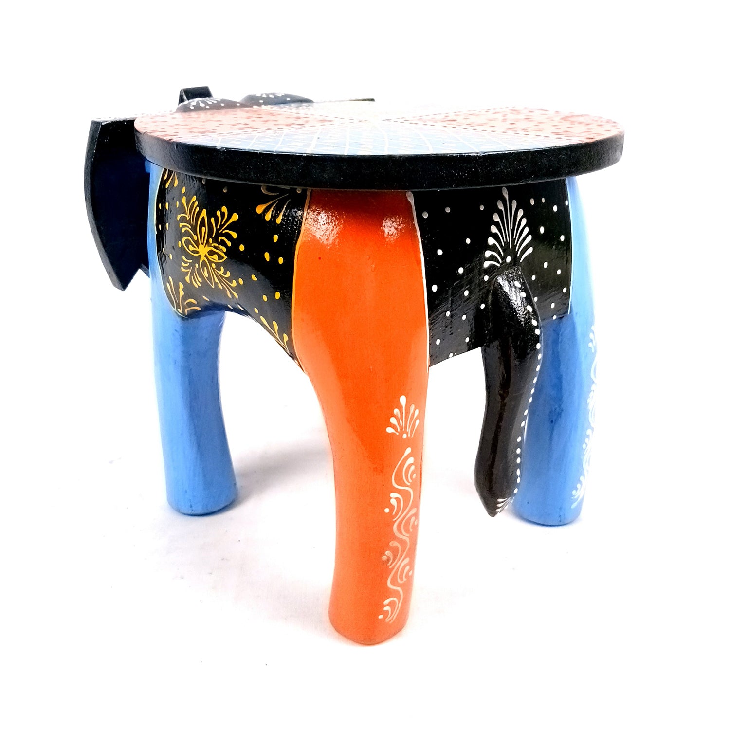 Wooden Stool - Elephant Design | Elephant Table - For Placing Small Pots & Tea Lights - For Home, Living Room Decor & Gifts - 11 Inch - Apkamart #Style_Design 1