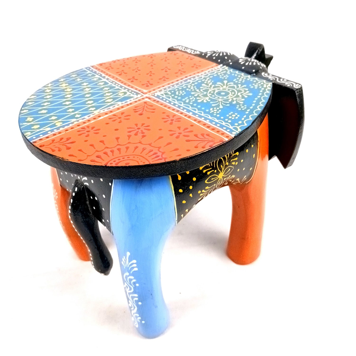 Wooden Stool - Elephant Design | Elephant Table - For Placing Small Pots & Tea Lights - For Home, Living Room Decor & Gifts - 11 Inch - Apkamart #Style_Design 1
