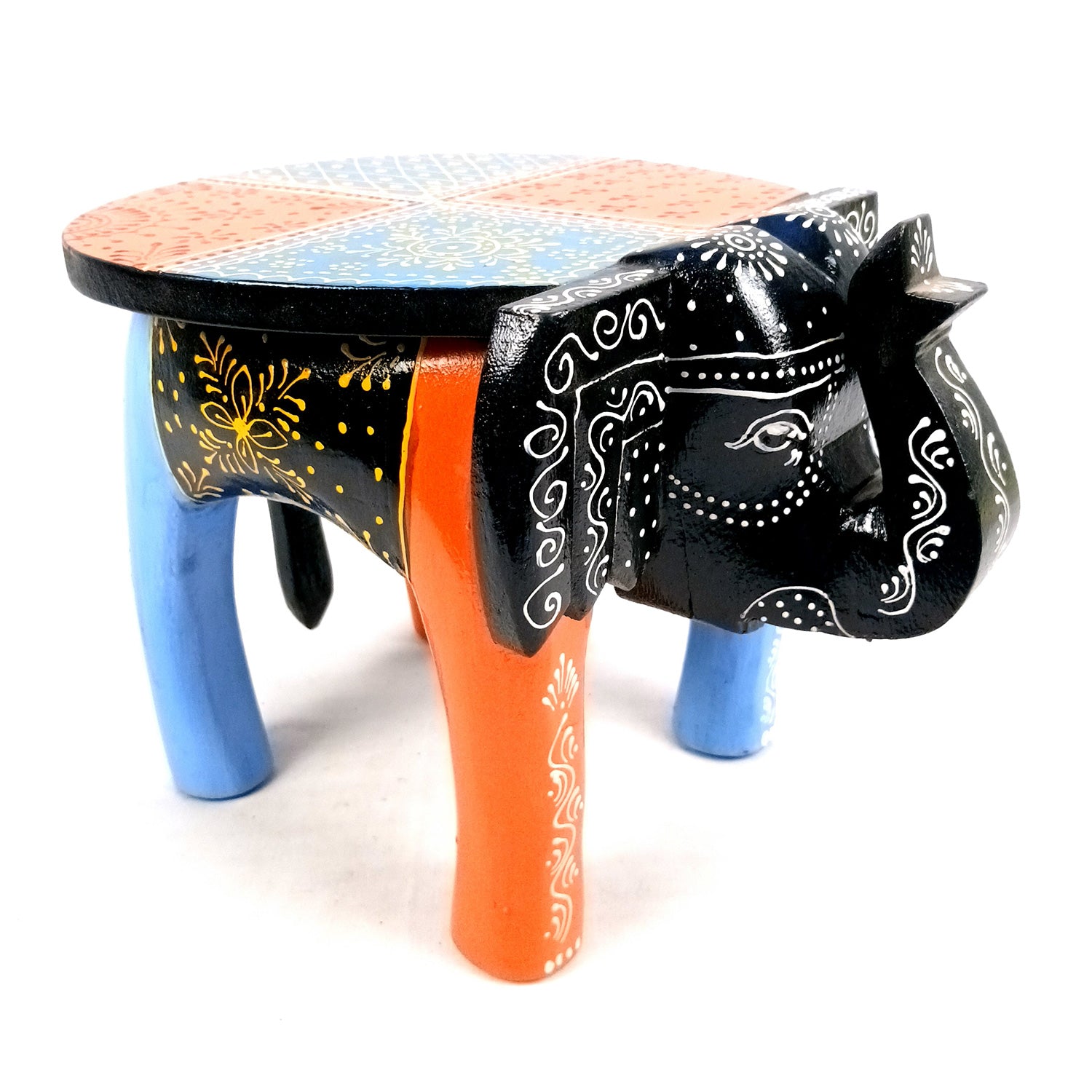 Wooden Stool - Elephant Design | Elephant Table - For Placing Small Pots & Tea Lights - For Home, Living Room Decor & Gifts - 11 Inch - Apkamart #Style_Design 1