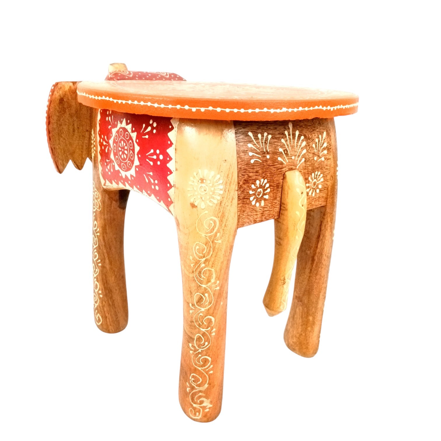 Elephant Stool | Wooden Decorative Stool for Home Decor | Traditional Handcrafted Side Table, Plant Stand & Showpiece for Living Room, Bedroom & Office - 12 Inch - Apkamart