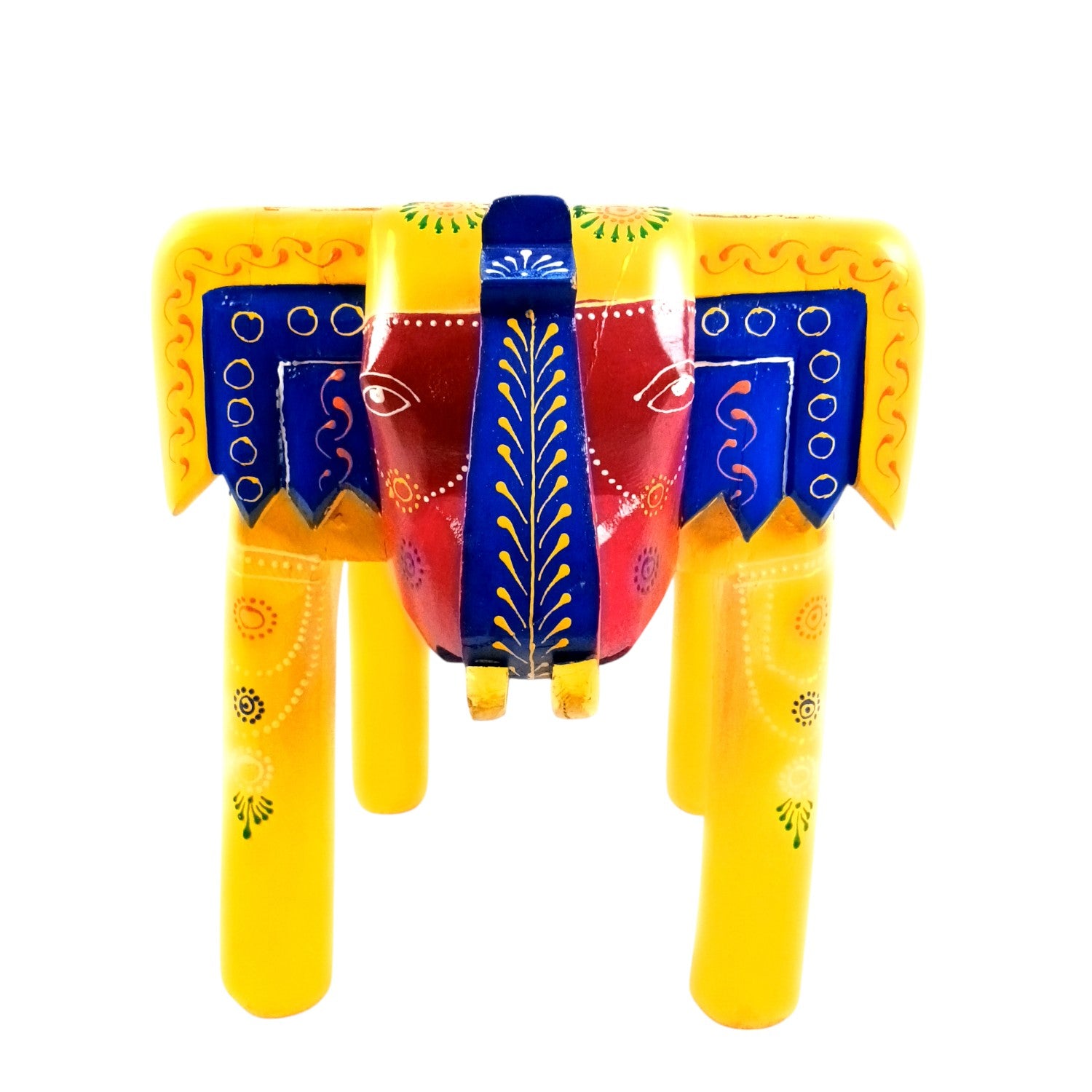 Wooden Elephant Mouth Shape Stool | Decorative Wooden Stool for Living Room, Bedroom | Handcrafted Wood Side Table | Elephant Stool for Home Decor - 15 Inch - Apkamart