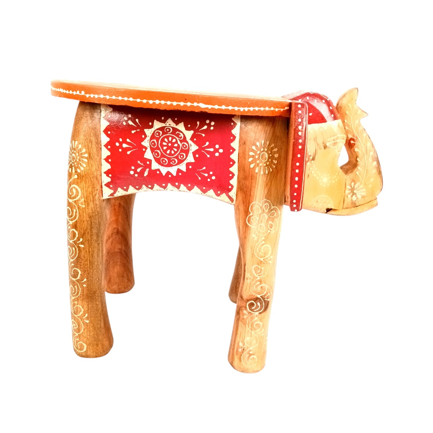 Elephant Stool | Wooden Decorative Stool for Home Decor | Traditional Handcrafted Side Table, Plant Stand & Showpiece for Living Room, Bedroom & Office - 12 Inch - Apkamart