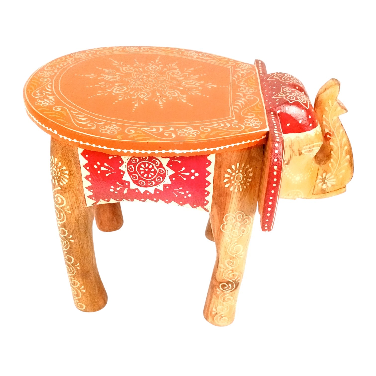 Elephant Stool | Wooden Decorative Stool for Home Decor | Traditional Handcrafted Side Table, Plant Stand & Showpiece for Living Room, Bedroom & Office - 12 Inch - Apkamart