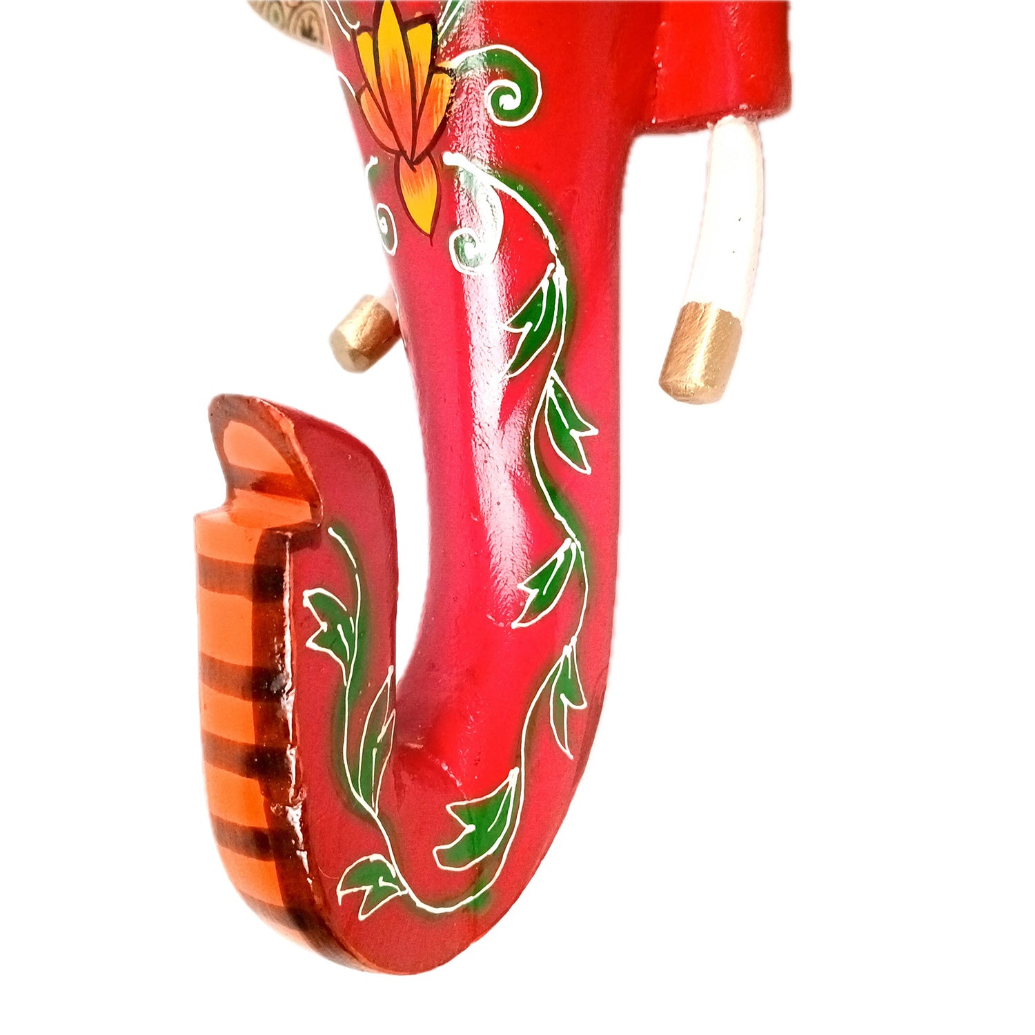 Elephant Wall Hanging With Krishna Face | Wooden Elephant Head Wall Mask Decor - For Home, Vastu, Office, Living Room Decor & Gifts - 14 Inch - Apkamart