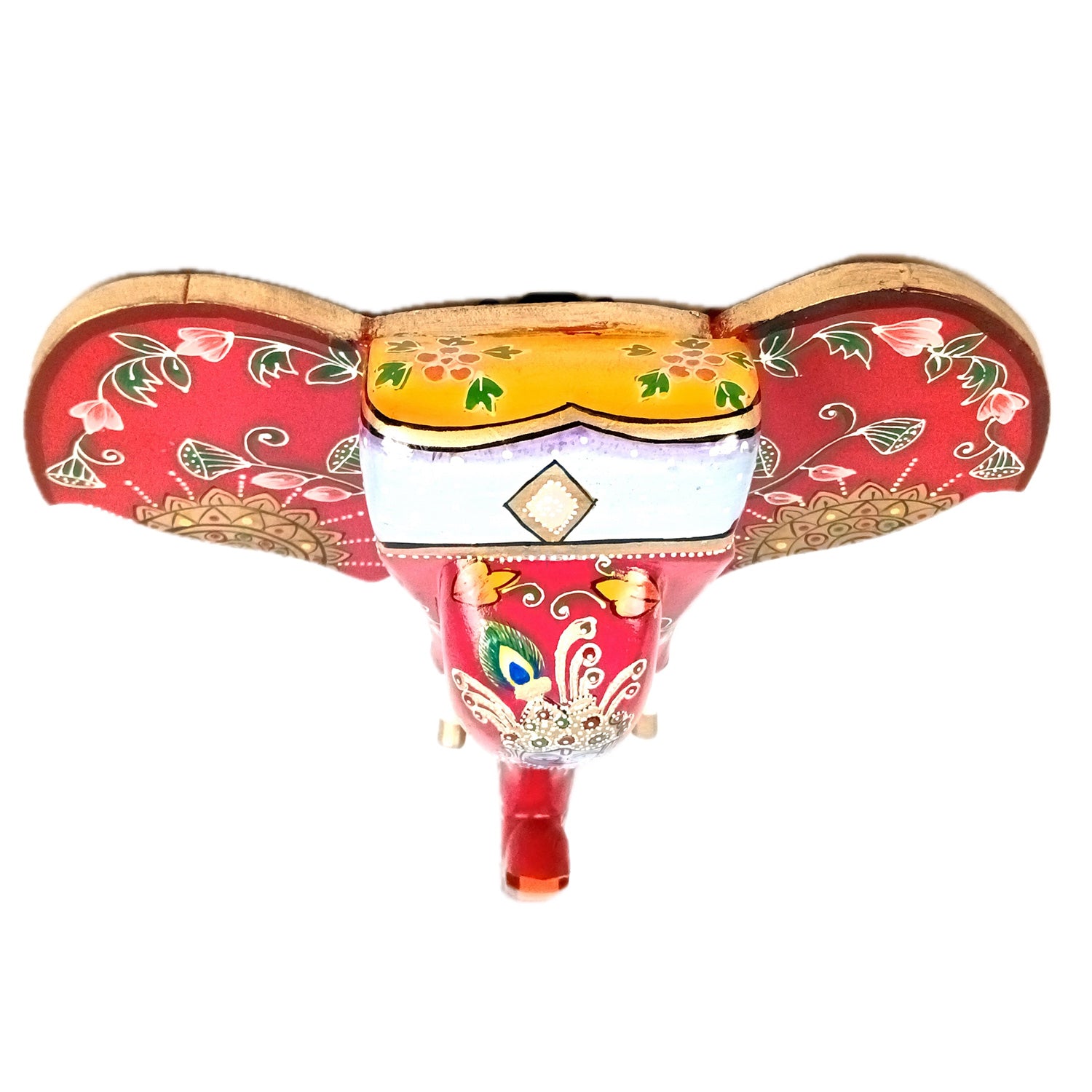 Elephant Wall Hanging With Krishna Face | Wooden Elephant Head Wall Mask Decor - For Home, Vastu, Office, Living Room Decor & Gifts - 14 Inch - Apkamart
