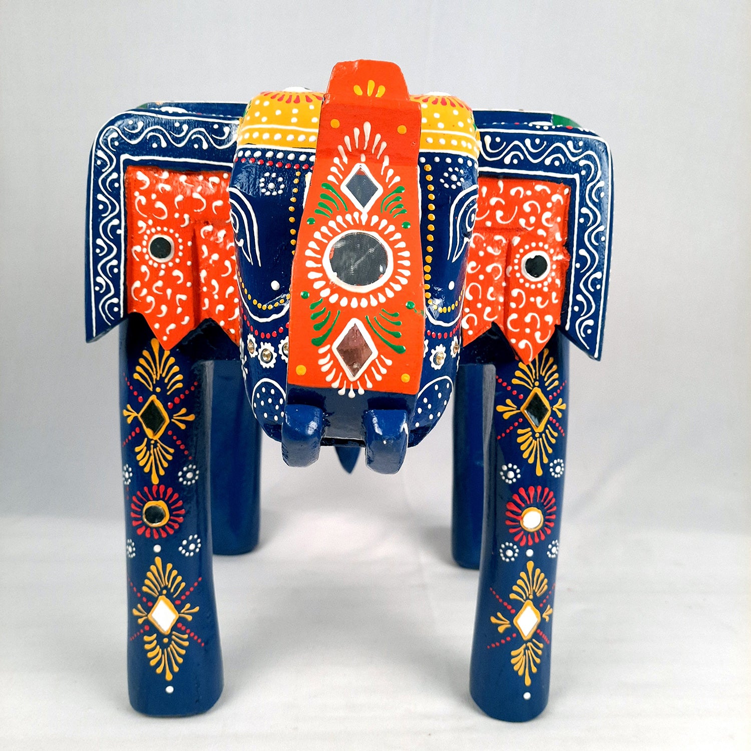 End Tables - Elephant Design | Wooden Side Table for Keeping Lamp, Vases & Plants | Small Stools - for Bedside, Home Decor, Corners, Sofa Side Stool, Office & Gifts - 12 Inch - apkamart #color_Blue