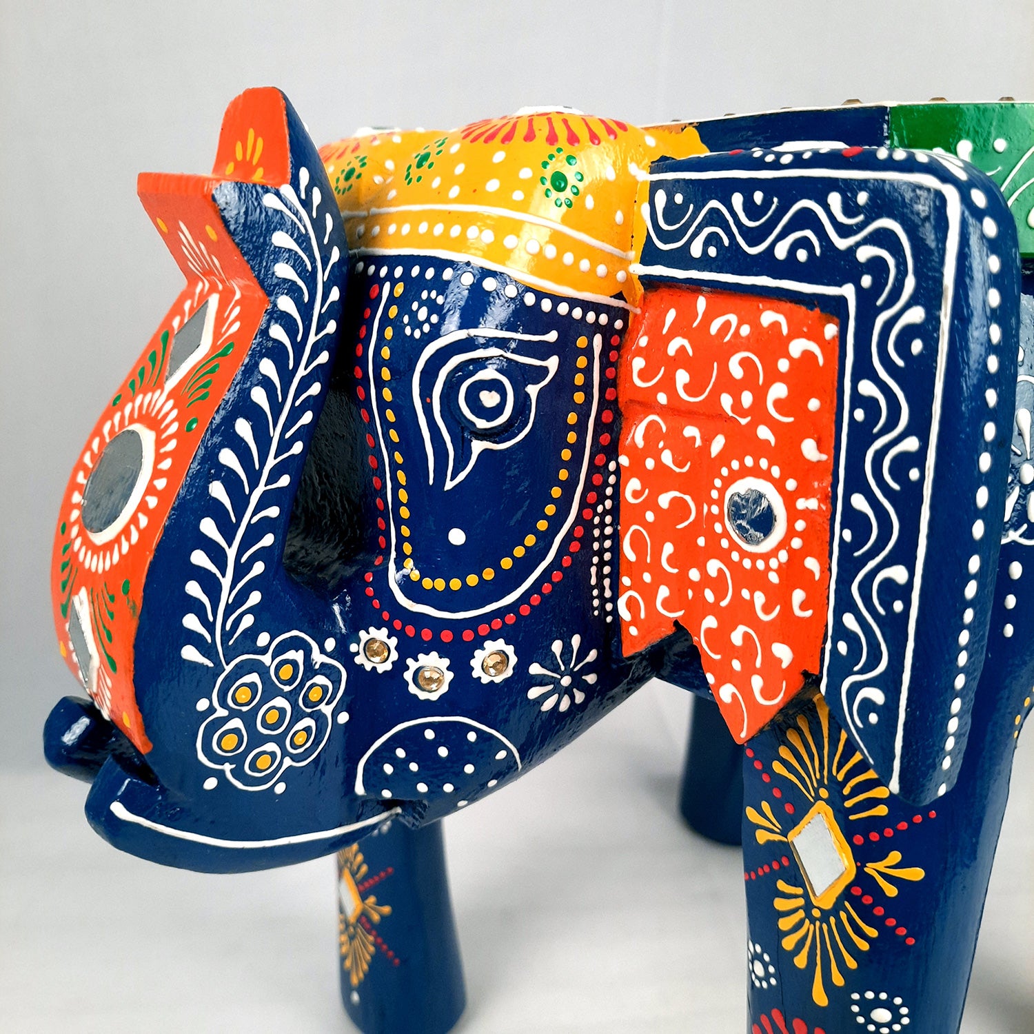 End Tables - Elephant Design | Wooden Side Table for Keeping Lamp, Vases & Plants | Small Stools - for Bedside, Home Decor, Corners, Sofa Side Stool, Office & Gifts - 12 Inch - apkamart #color_Blue