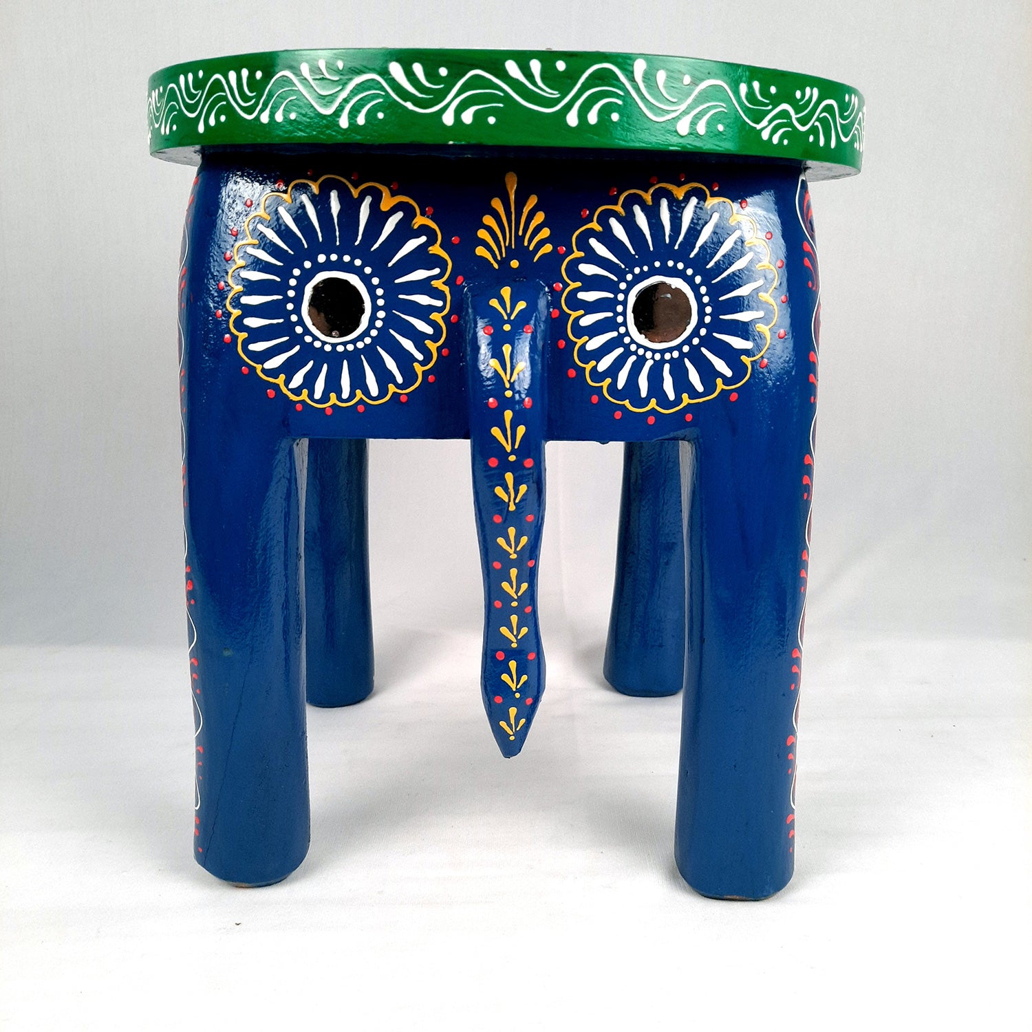 End Tables - Elephant Design | Wooden Side Table for Keeping Lamp, Vases & Plants | Small Stools - for Bedside, Home Decor, Corners, Sofa Side Stool, Office & Gifts - 12 Inch - apkamart #color_Blue