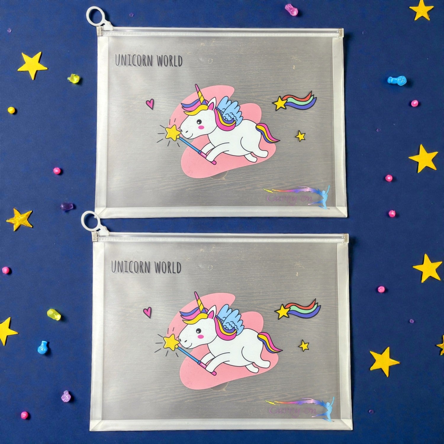 Unicorn Design File Storage Folder | Durable File Folder Organizer for Documents | Files for Students & Office Use | Document File Folder with Zip Closure - Apkamart #Style_Pack Of 2