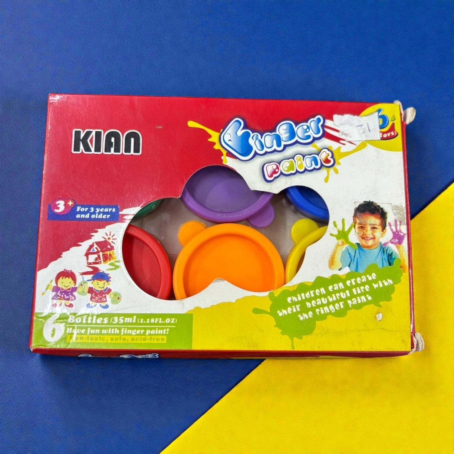 Finger Paints for Kids | Washable Non Toxic Finger Paint Set for Toddlers Children Art & Craft | Easy-Clean Finger Paints for Washable Fun - (6 Colors) (pack Of 1) - Apkamart