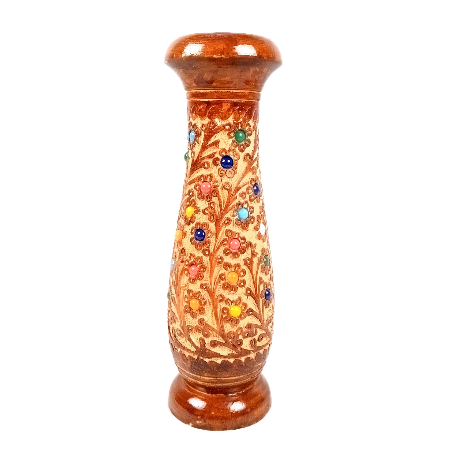 Flower Vase Wooden | Pots for Flowers - For Tabletop, Living Room, Home & Office | Centerpiece for Table Decoration |Vases for Gifts - 12 Inch - Apkamart