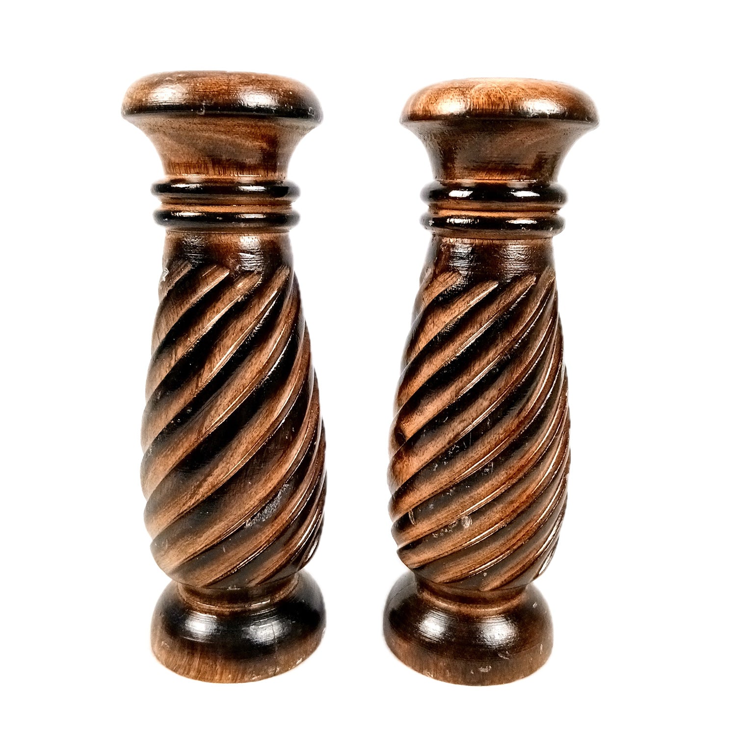 Flower Pot | Wooden Vase - for Home Decoration, Living Room, Table, Shelf, Office & Interior Decor | House Warming & Festival Gift - 10 Inch (Pack Of 2) - Apkamart