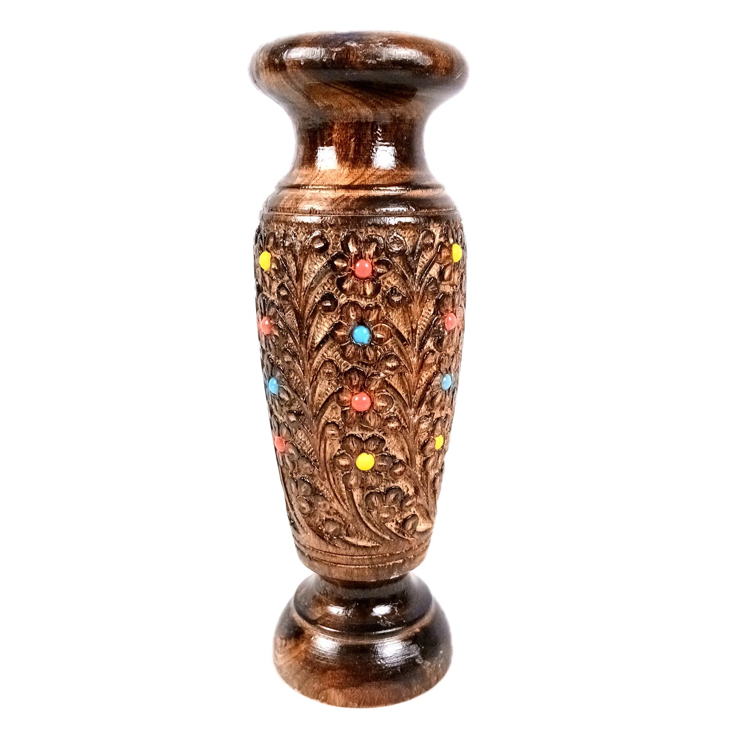 Flower Vase Wooden | Pots for Flowers - For Tabletop, Living Room, Home & Office Decoration | Centerpiece for Table Decoration |Vases for Gifts - 12 Inch - Apkamart