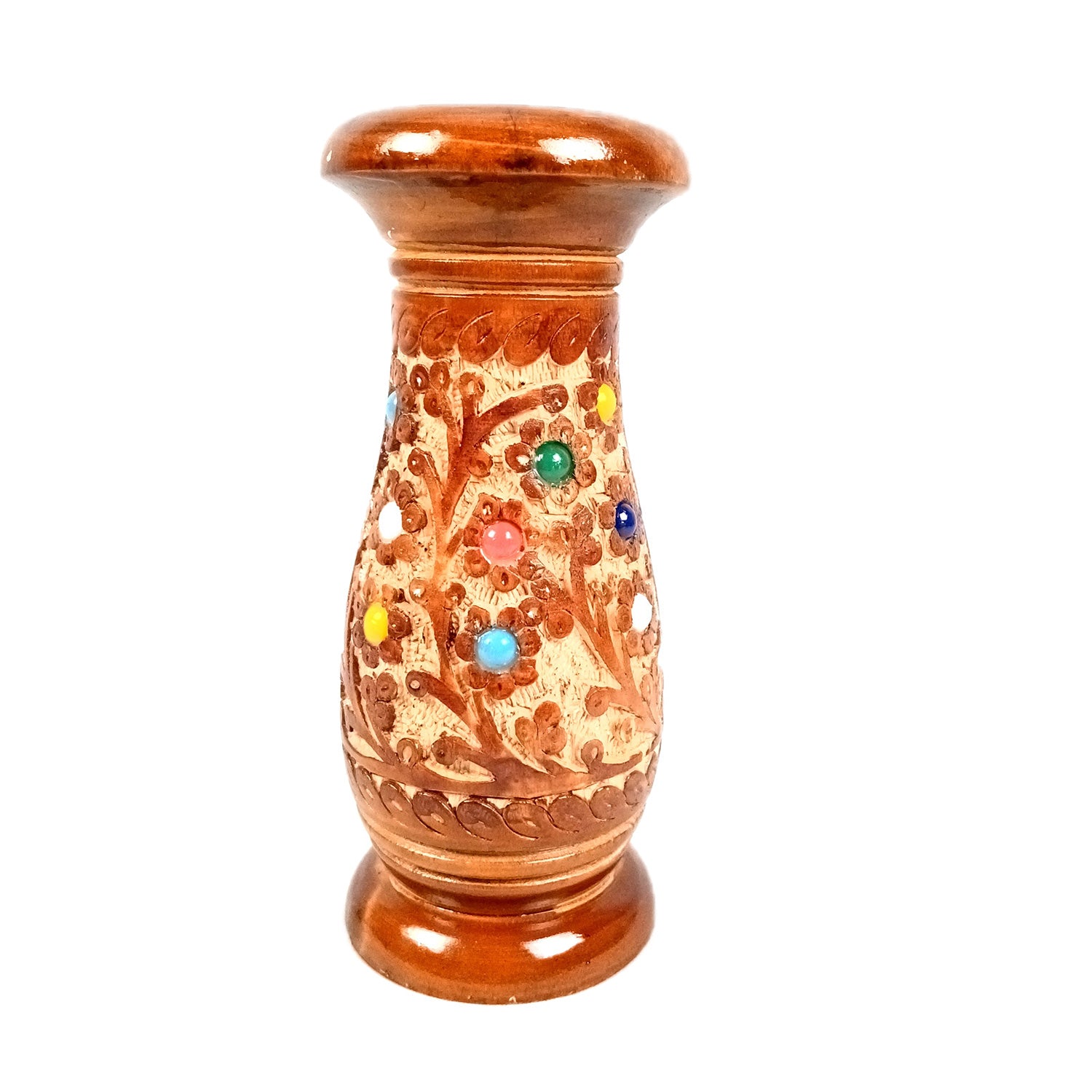 Flower Vase Wooden | Pots for Flowers - For Tabletop, Living Room, Home & Office | Centerpiece for Table Decoration |Vases for Gifts - 8 Inch - Apkamart