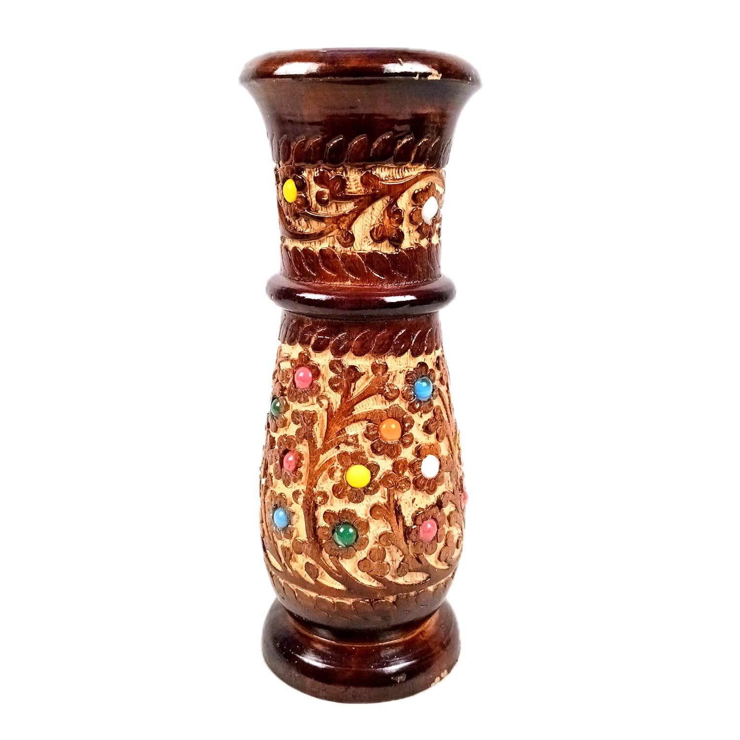 Flower Vase Wooden | Pots for Flowers - For Tabletop, Living Room, Home & Office | Centerpiece for Table Decoration |Vases for Gifts - 10 Inch - Apkamart