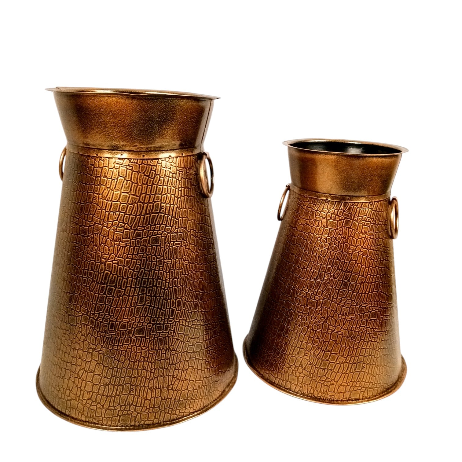 Handcrafted Decorative Pots for Living Room, Table, Office & Home Decor | Stylish Metal Flower Vases for Gifting - 14 Inch (Set Of 2) - Apkamart